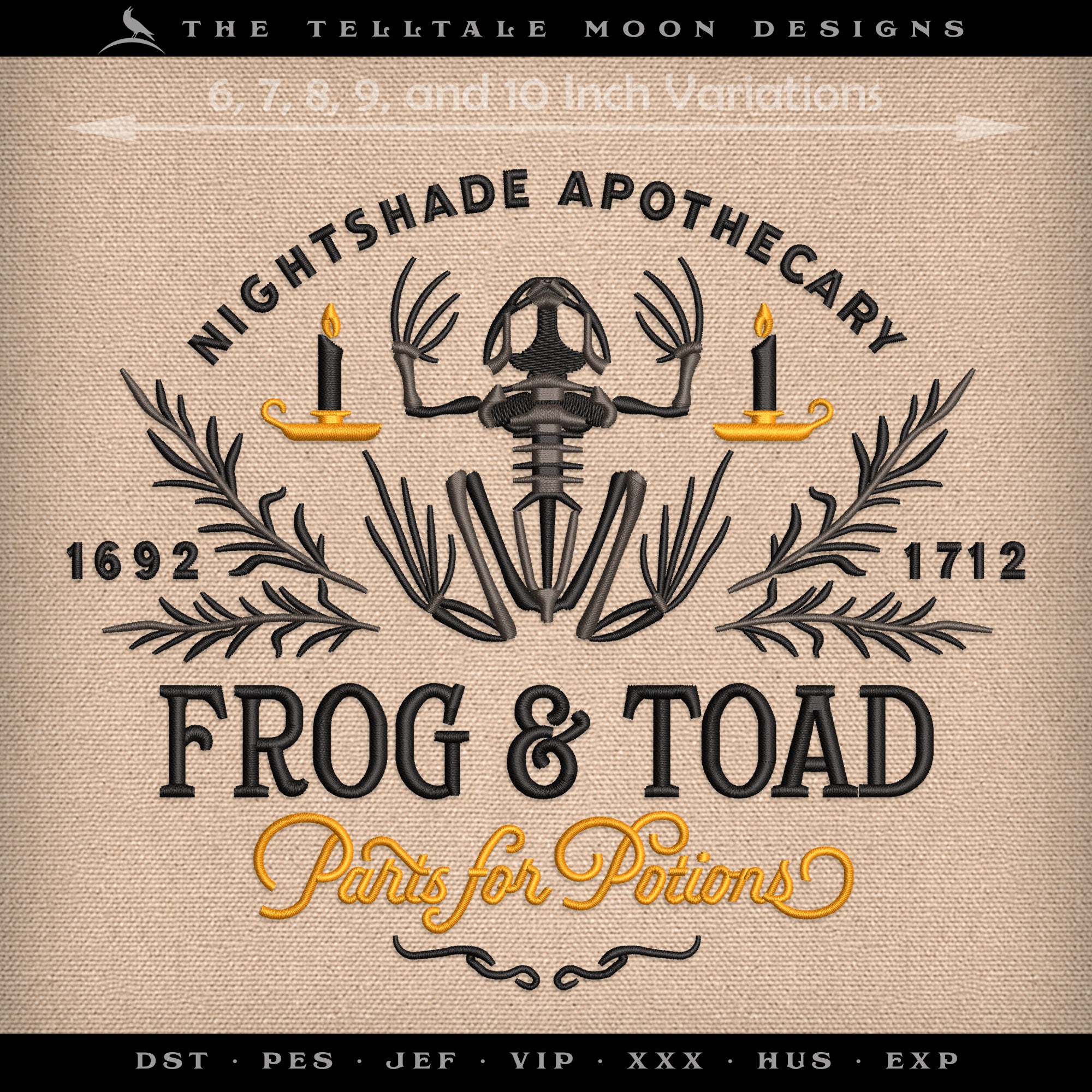 Embroidery Files: Frog & Toad Parts for Potions (Several Variations Between 6 and 10 Inches)