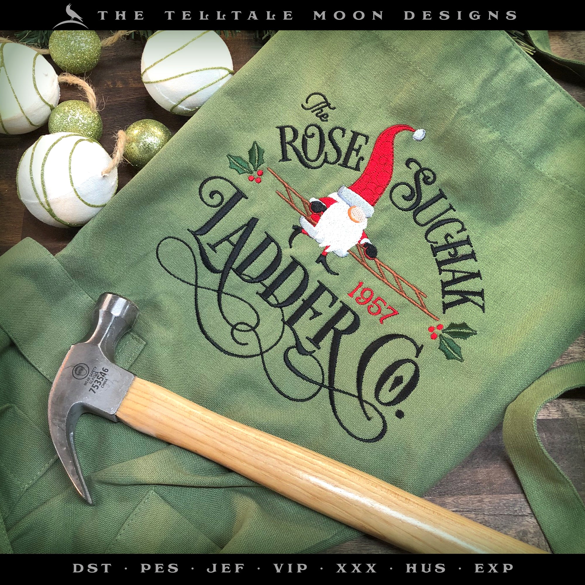 Embroidery: Christmas Ladder Company (Five Sizes between 5 and 9 Inches Wide)