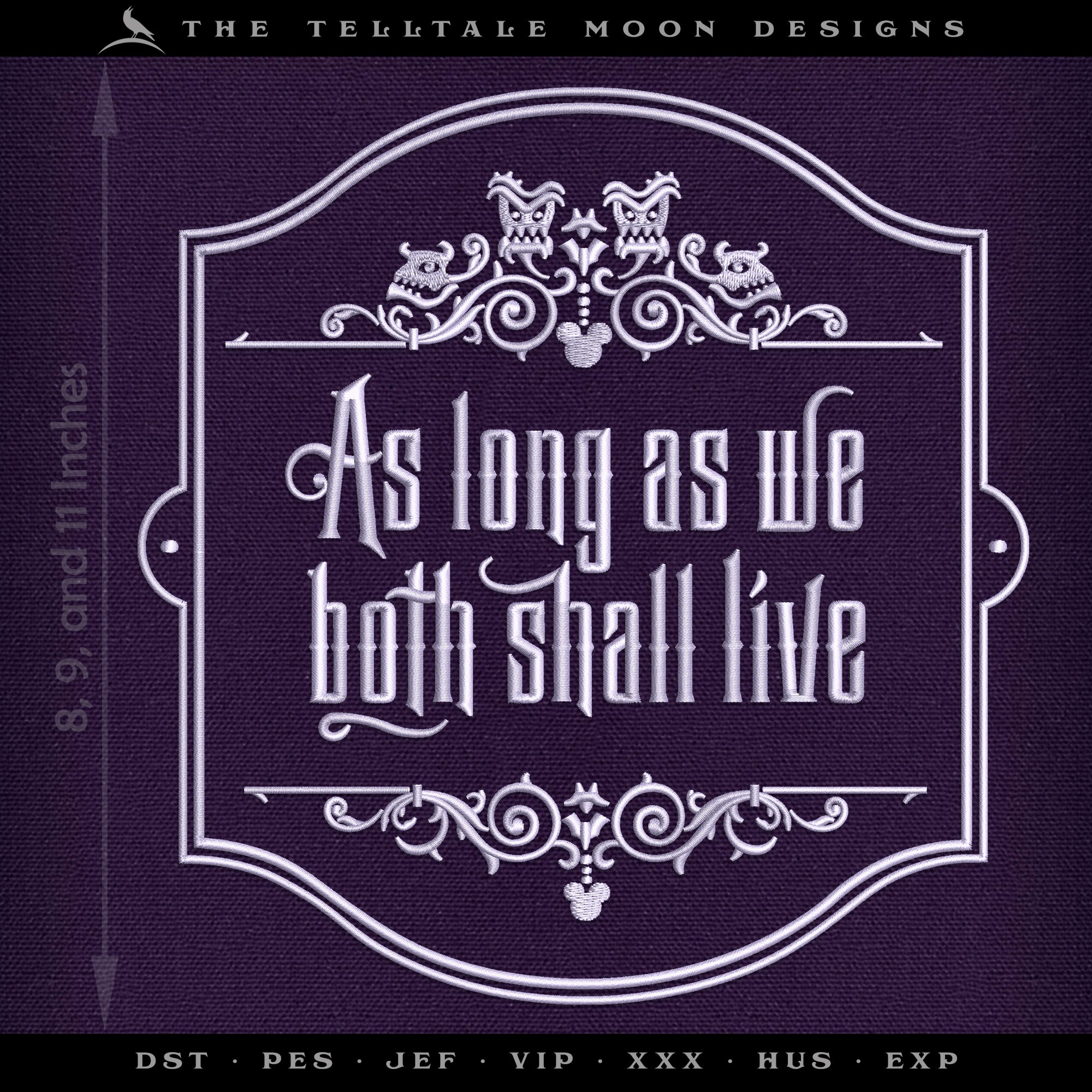 Embroidery: Set of Haunting Wedding Vow Art Inspired by Haunted Mansion - Seven Sizes 5 to 11 Inches