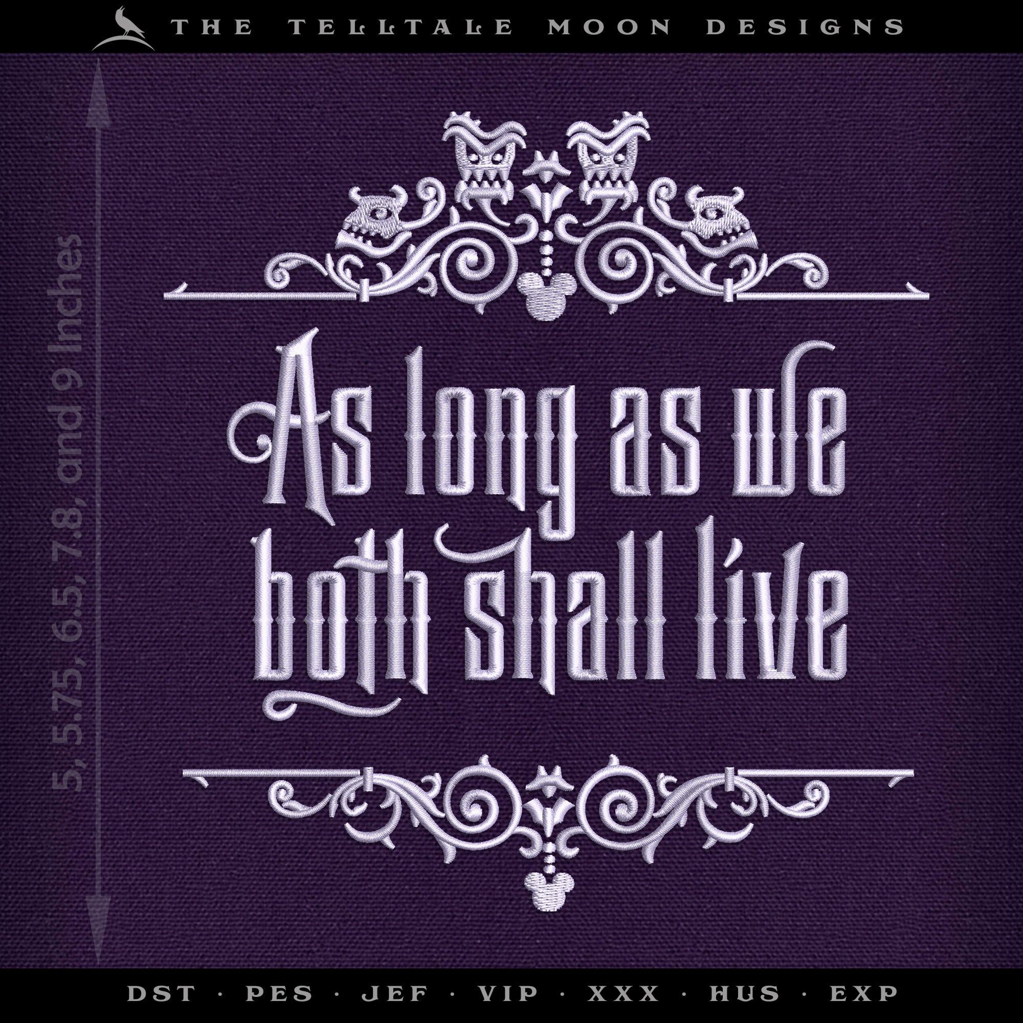 Embroidery: Set of Haunting Wedding Vow Art Inspired by Haunted Mansion - Seven Sizes 5 to 11 Inches