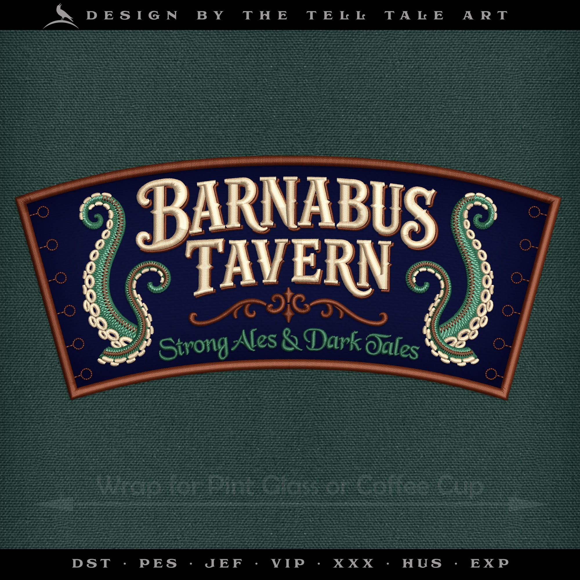 Drink Holder Pattern with "Barnabus Tavern" Widow's Bay Design – Fits Pints & Disposable Coffee Cups (Copy)