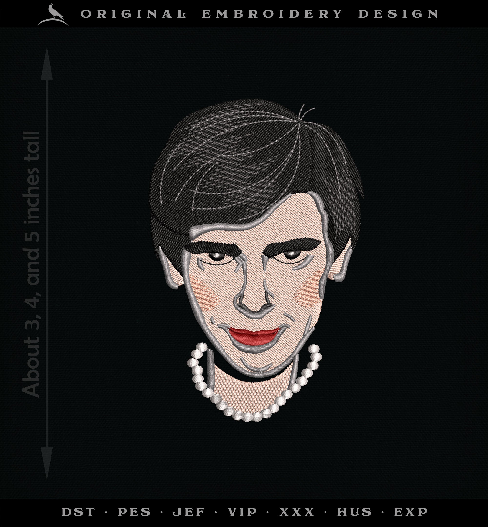 Embroidery: "Bates Taxidermy" Sign - Several Sizes From 5 to 10 Inches, Plus Face Icon