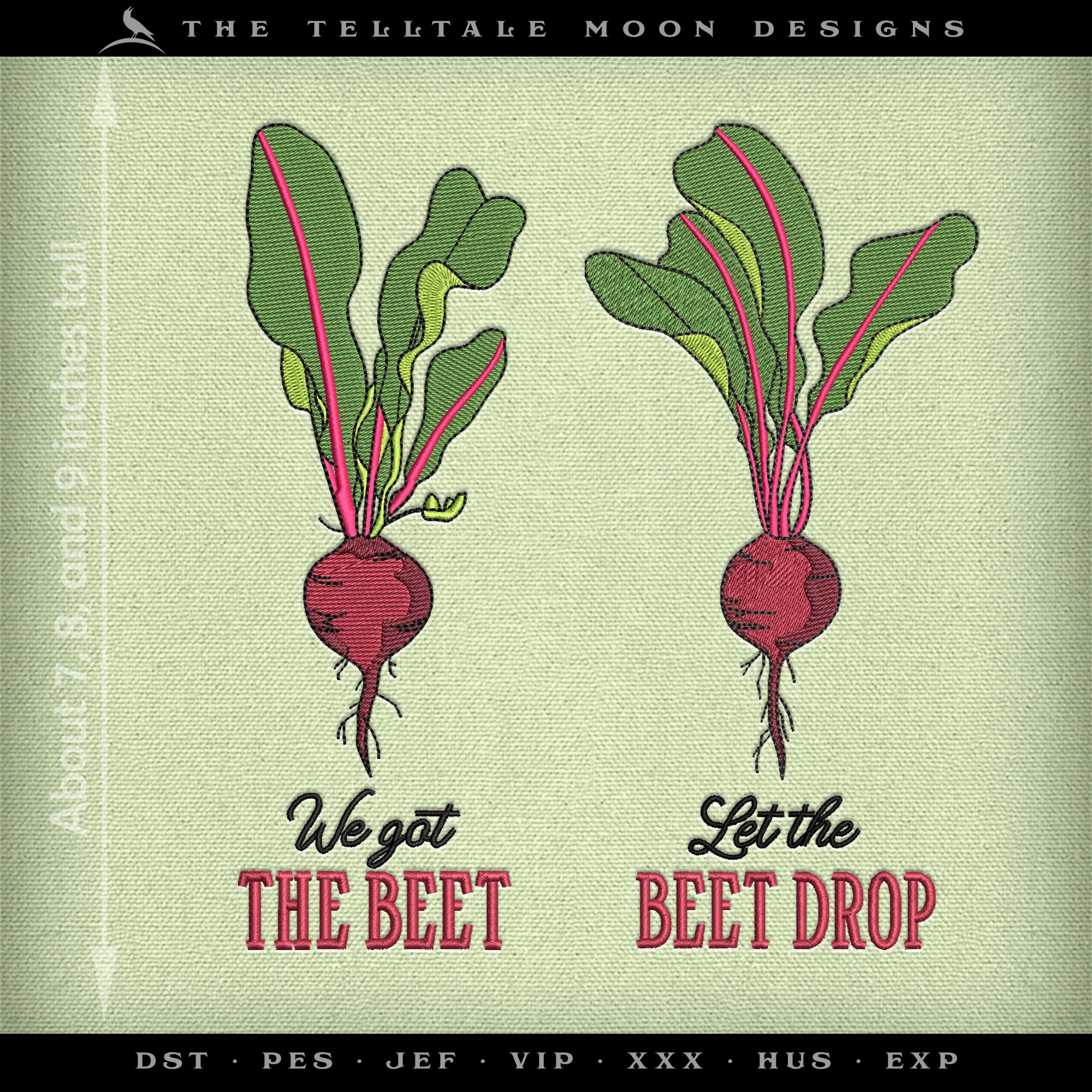 Embroidery: Set of 2 Beet Puns - Three Sizes Each 5 to 8 Inches Tall