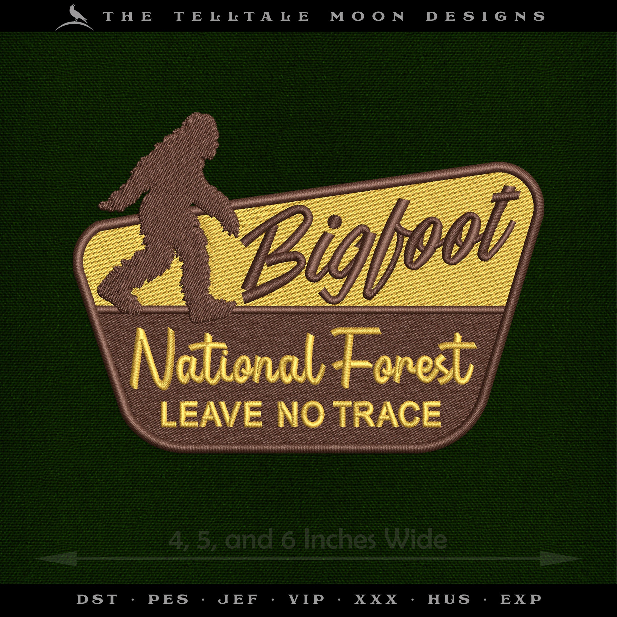 Embroidery: Bigfoot National Park - With and Without Fill - Several Sizes From 4 Inches