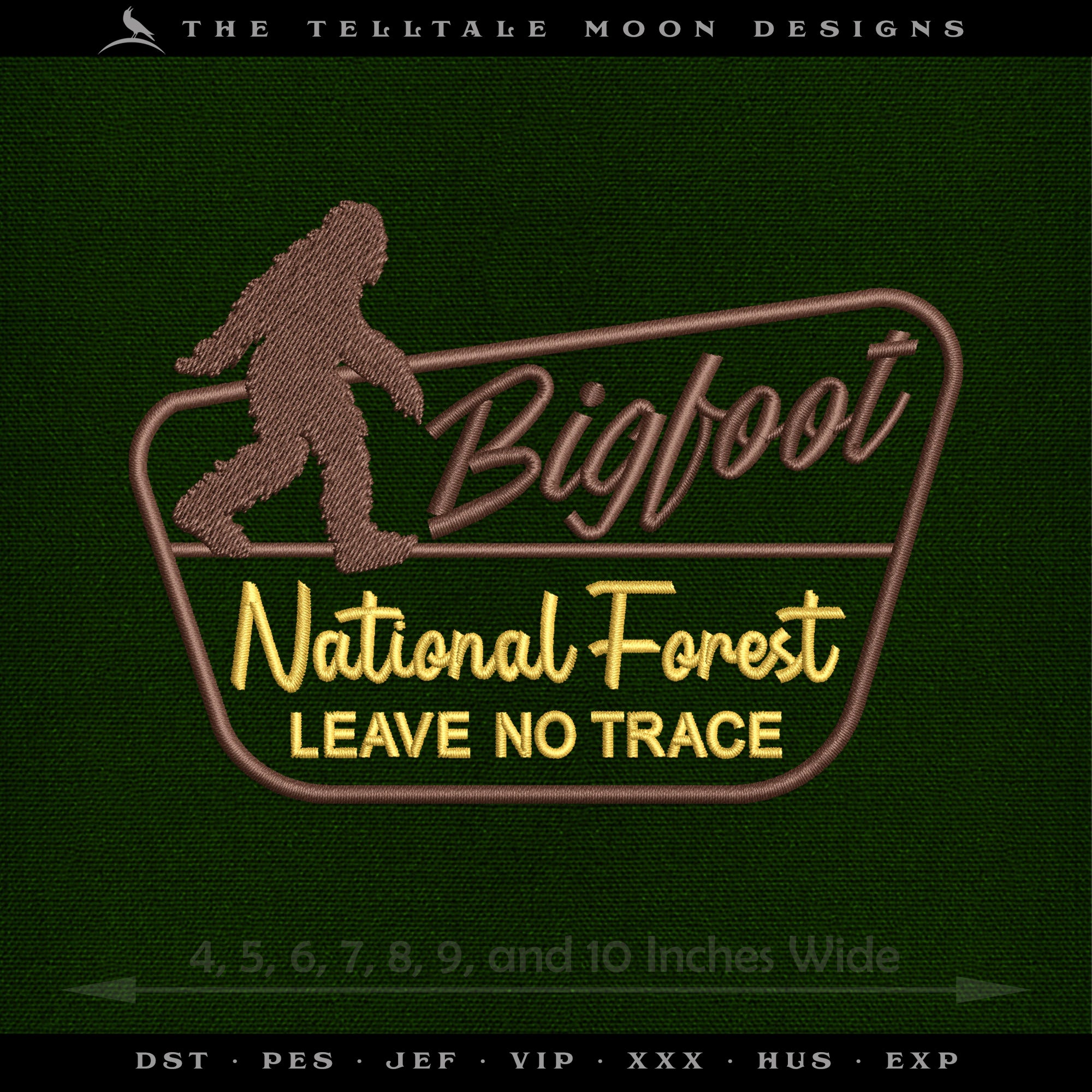 Embroidery: Bigfoot National Park - With and Without Fill - Several Sizes From 4 Inches