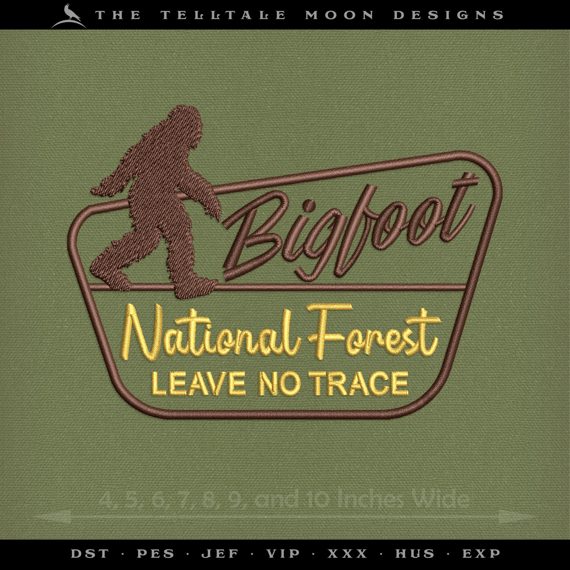Embroidery: Bigfoot National Park - With and Without Fill - Several Sizes From 4 Inches