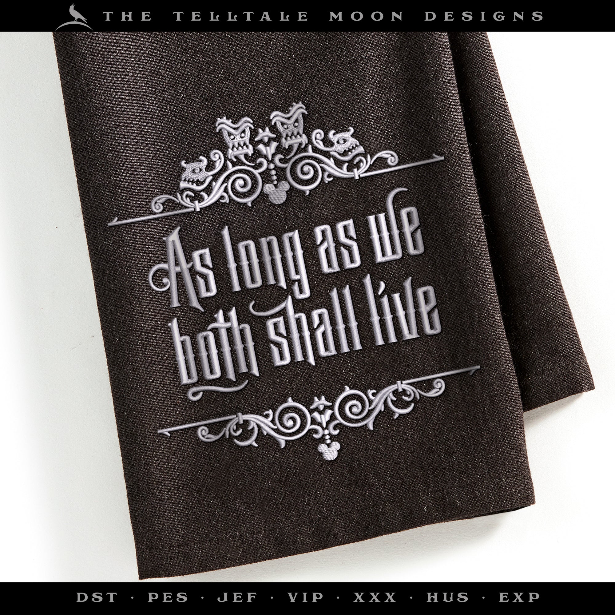 Embroidery: Set of Haunting Wedding Vow Art Inspired by Haunted Mansion - Seven Sizes 5 to 11 Inches