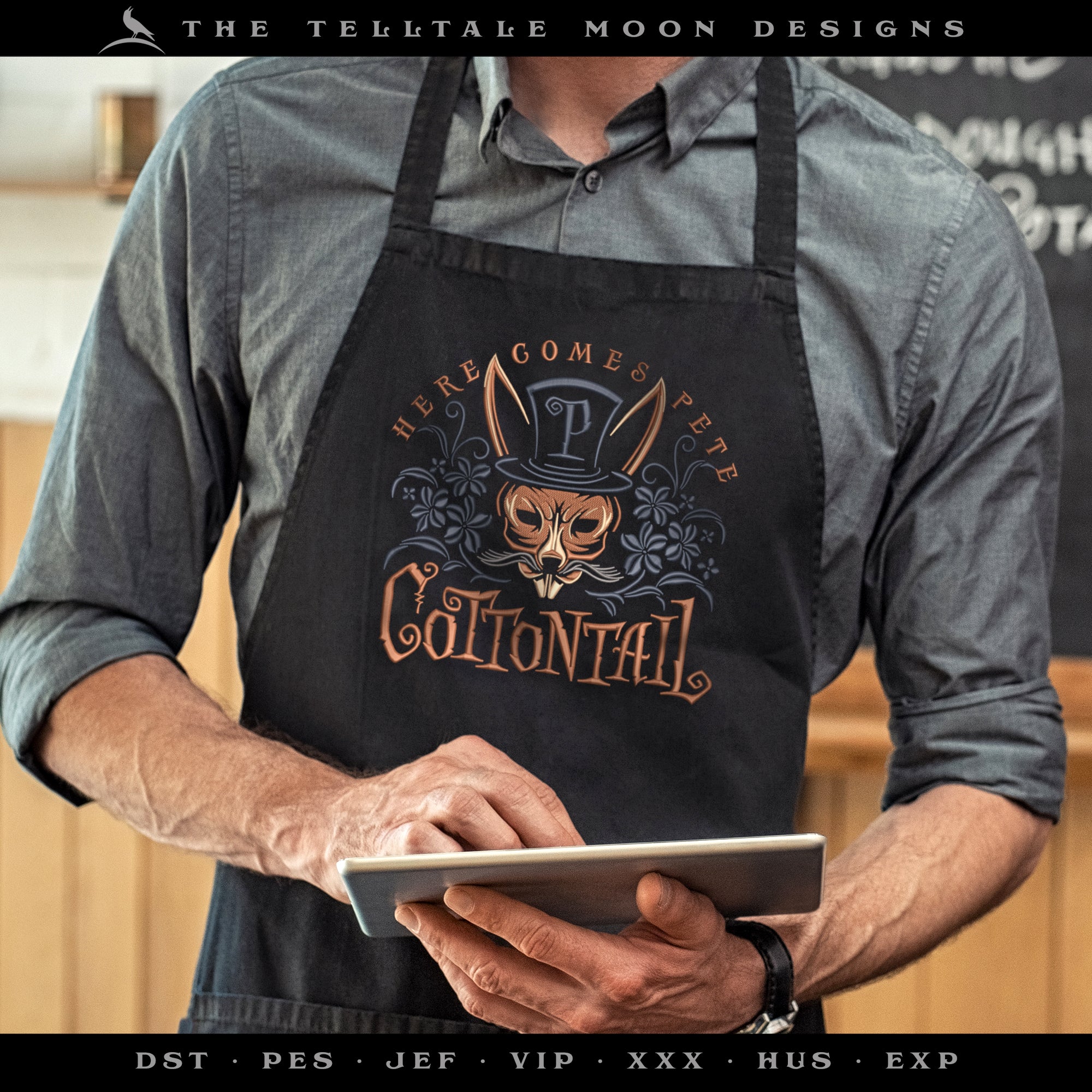 Embroidery Files: "Here Comes Pete Cottontail" - 5, 6, 7, 8, and 9 Inches - Four Thread Colors