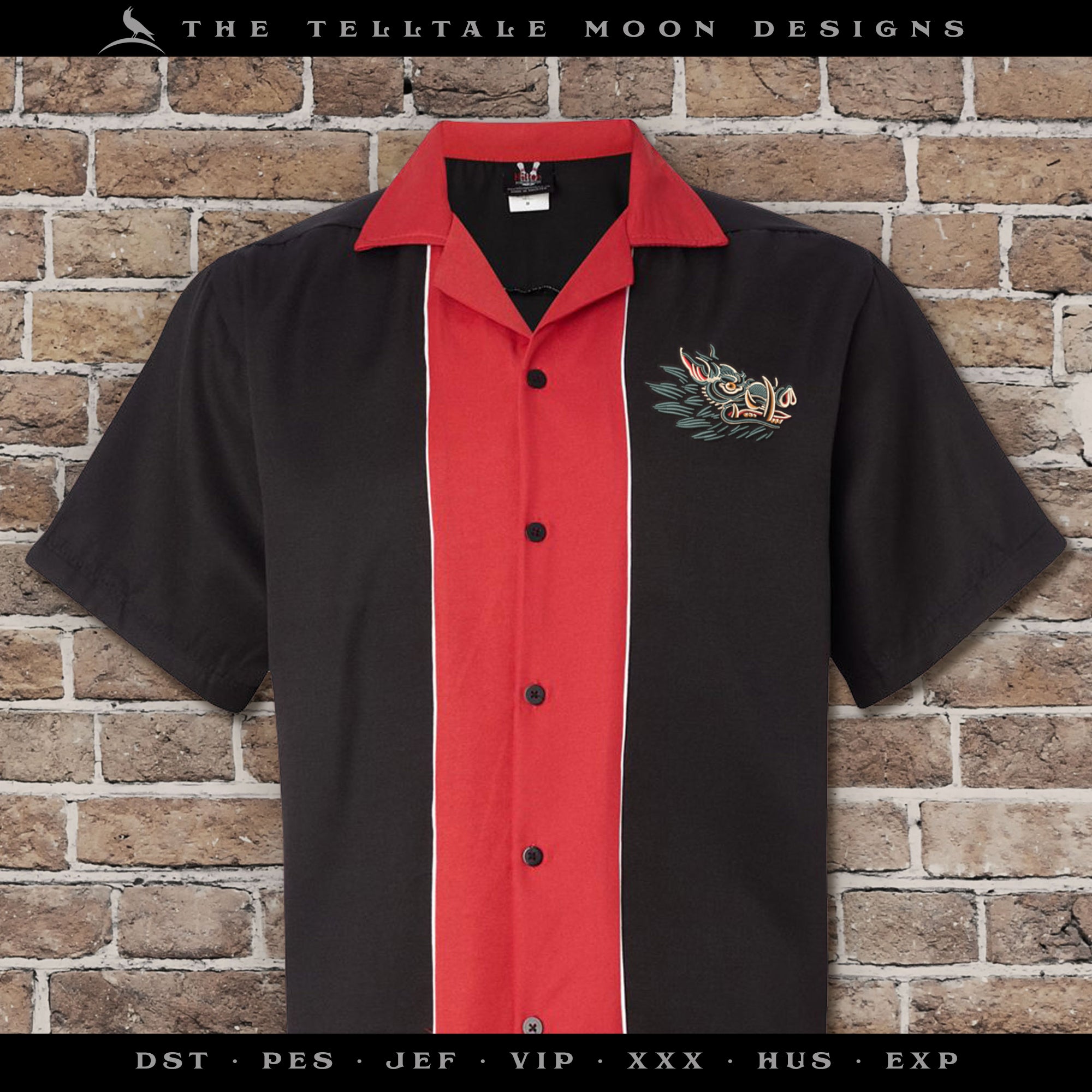 Embroidery Files: Boar's Head Tattoo in Seven Sizes (3.5, 4, 5, 6, 6.75, 7.8, and 9 Inches Wide), Four Thread Colors