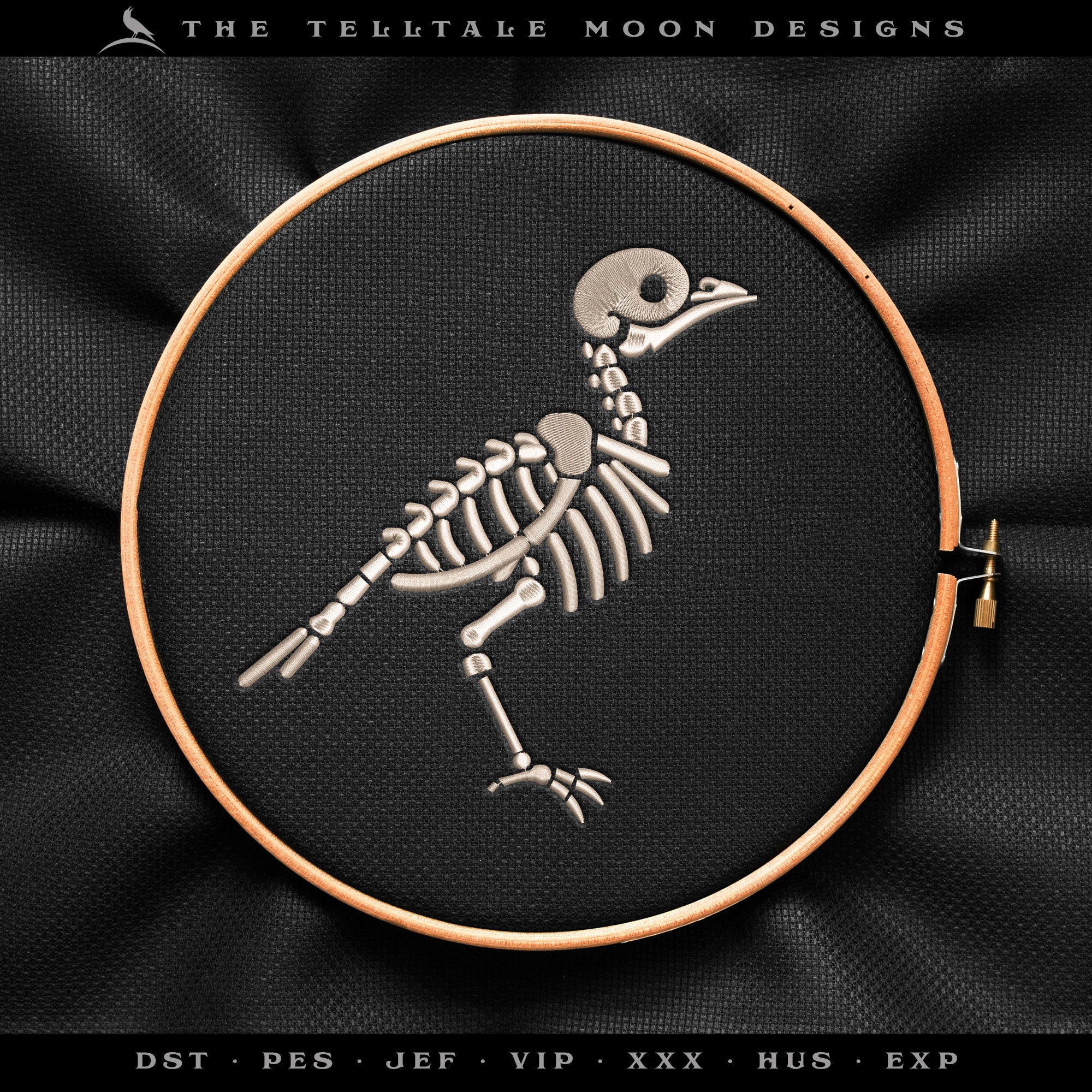 Embroidery: Bony Little Bird - Five Sizes Between 3 and 7 Inches - One Thread Color