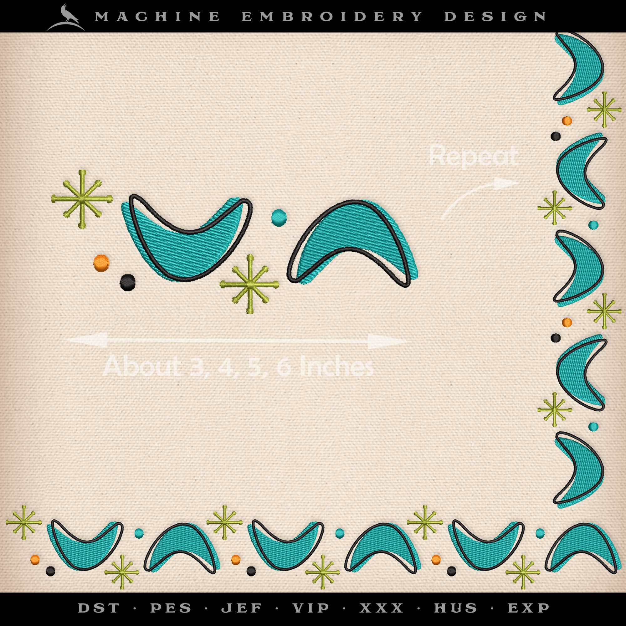 Midcentury Boomerang Trim Set – Borders & Adornments – Multiple Sizes