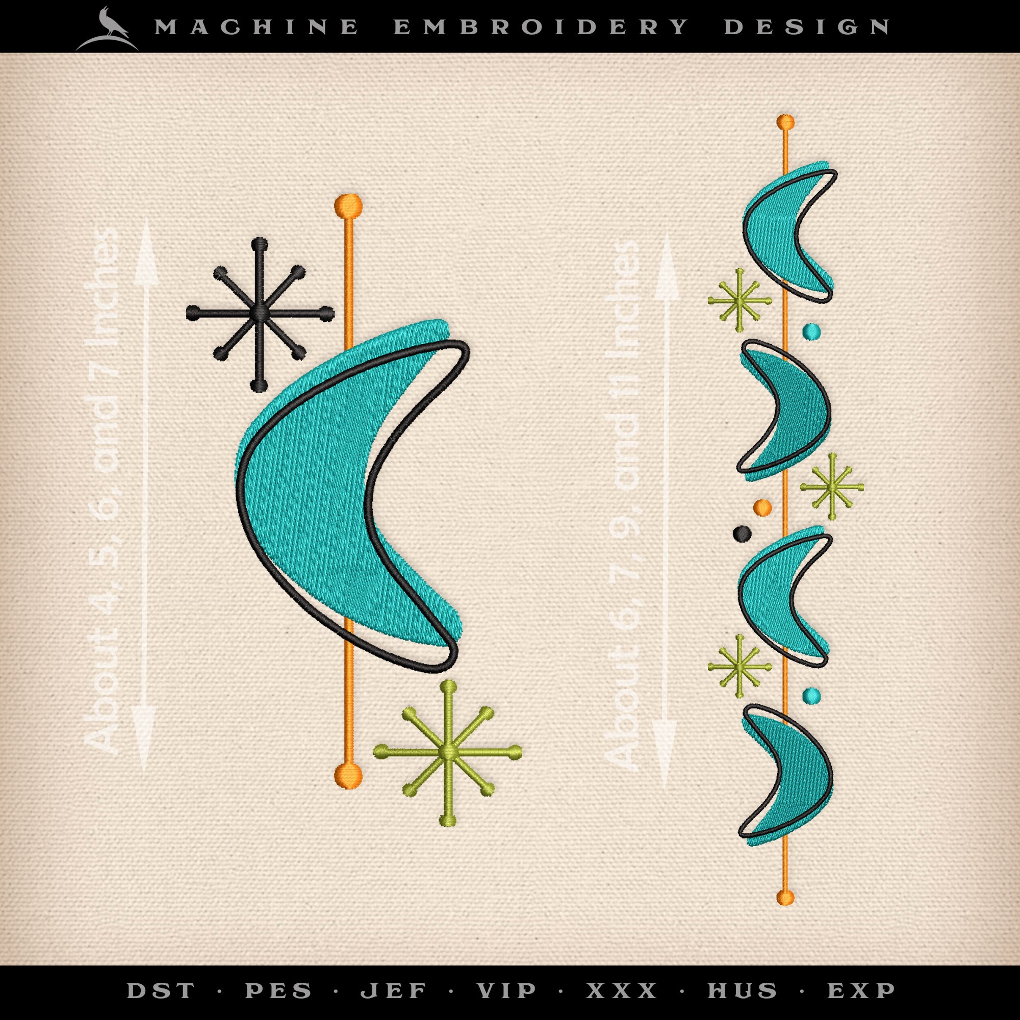 Midcentury Boomerang Trim Set – Borders & Adornments – Multiple Sizes