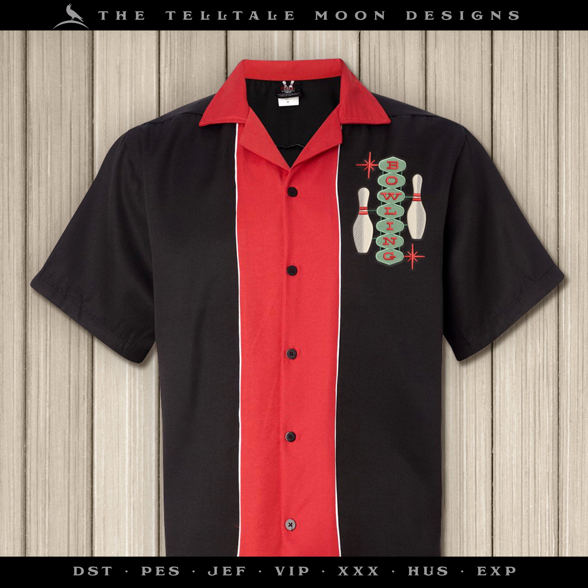 Embroidery: Midcentury Bowling Sign - About 5, 6, 7, 8, and 9 Inches Tall