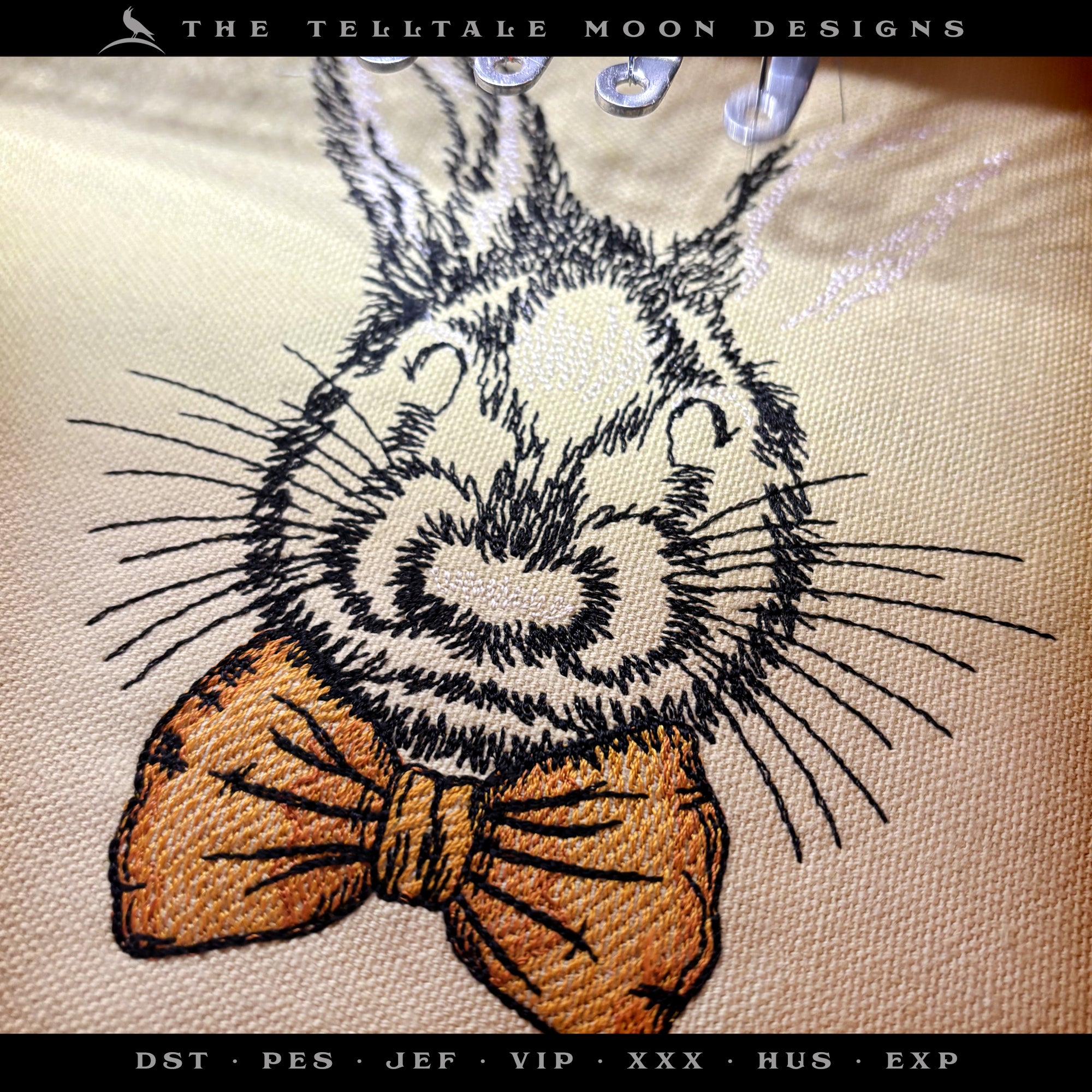 Embroidery: Hipster Bunny Sketch - 6, 7, 8, 9, and 10 Inches Tall