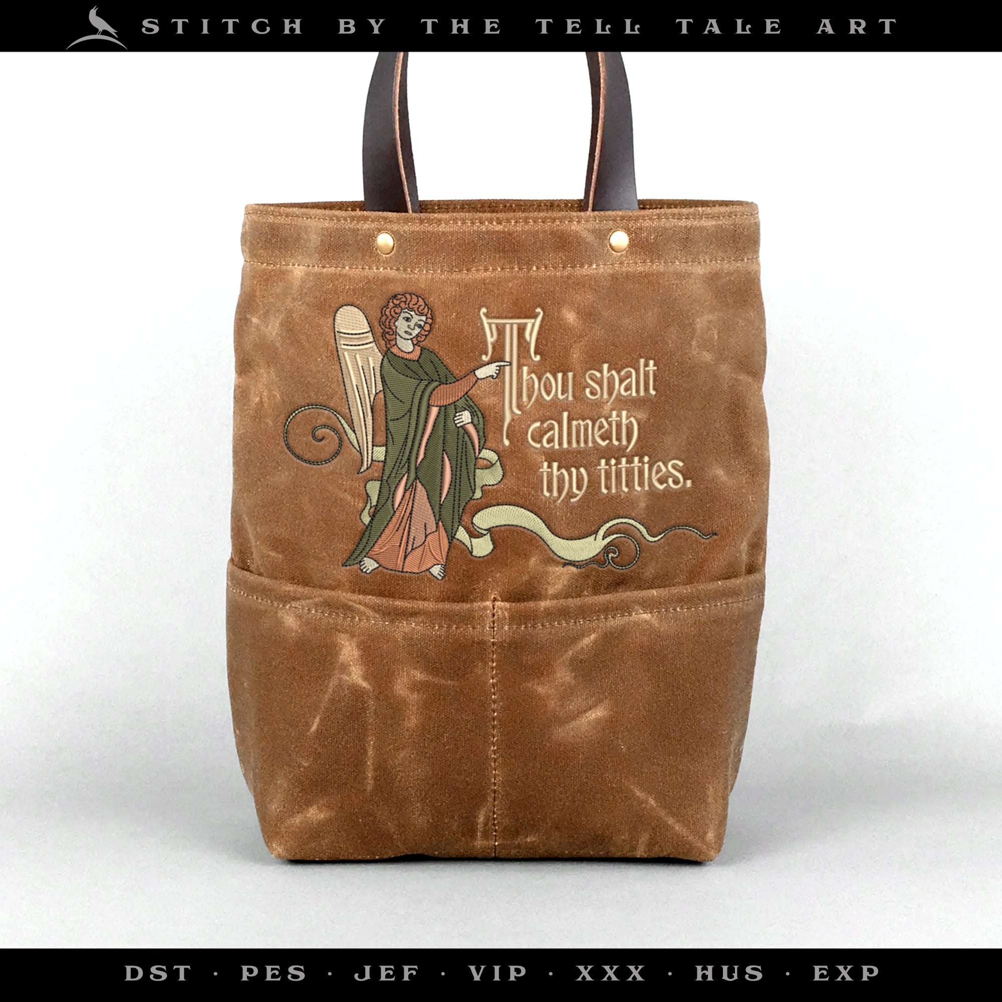 Thou Shalt Calmeth Thy Titties – Medieval Angel Drollerie Humor – Seven Sizes 5 to 12 Inches