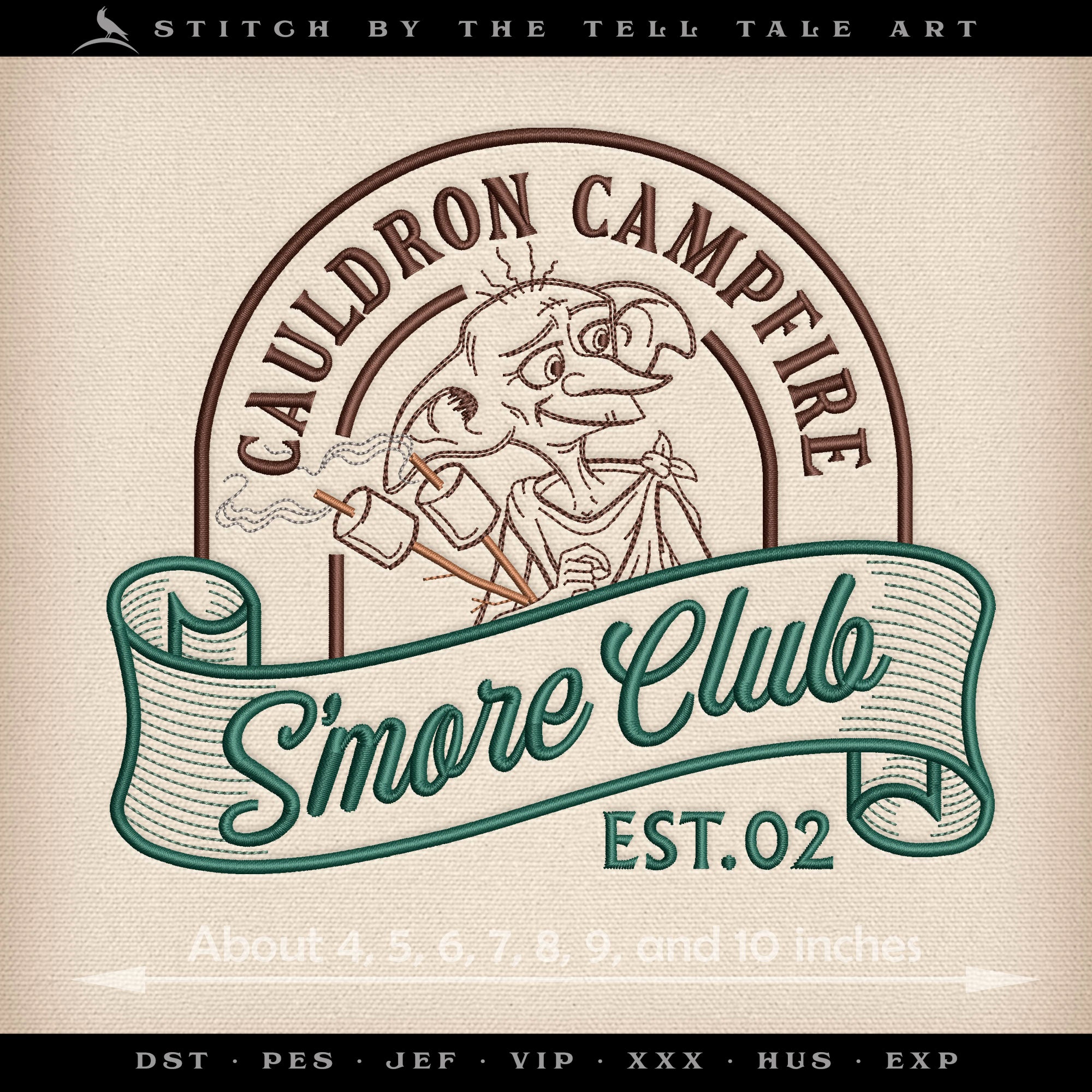 Cauldron Campfire S’more Club – Wizard Camp Badge – Two Layout Versions