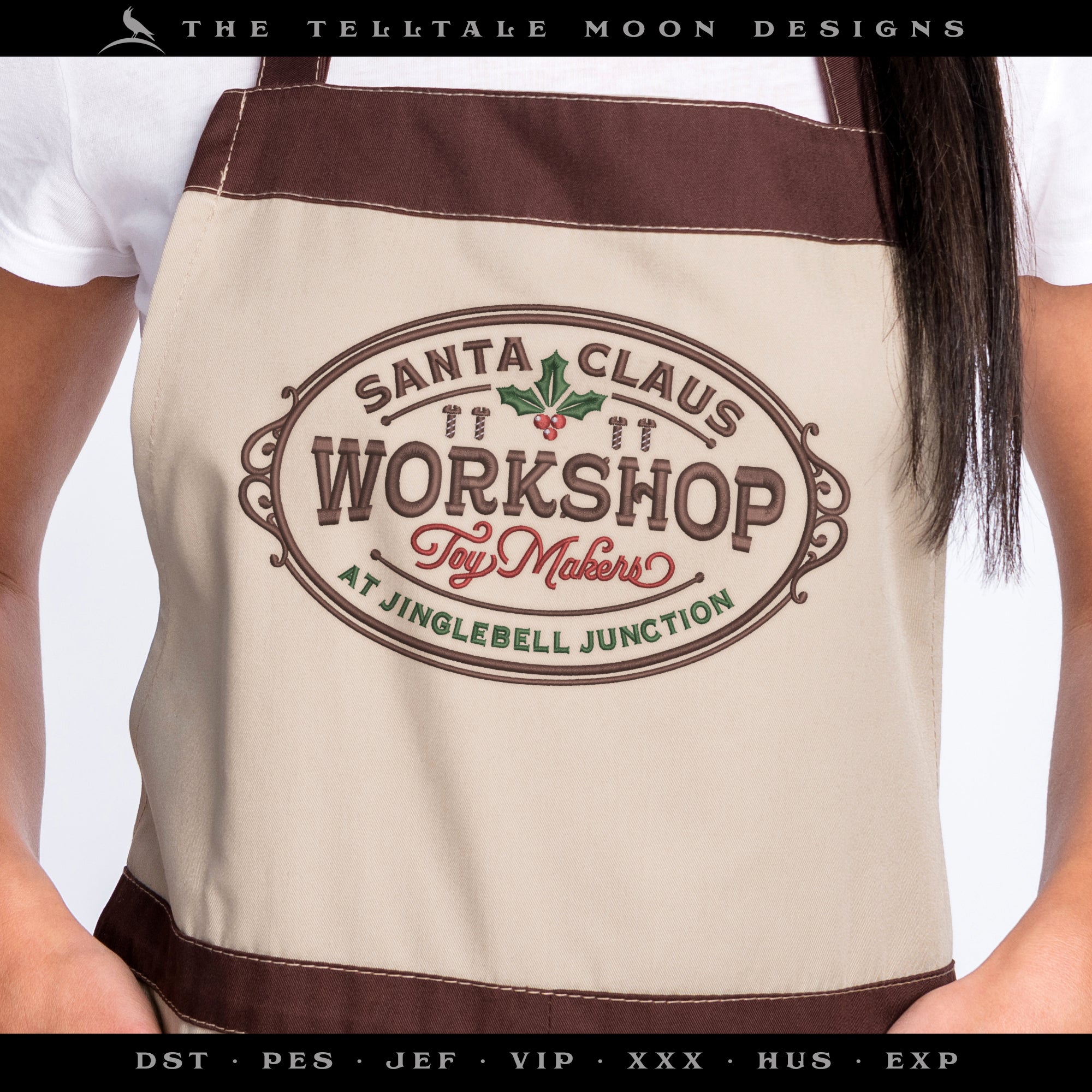 Machine Embroidery: "Santa Claus Workshop" (4 Colors; 4 Sizes Between 6.5 and 9 Inches; Several Formats)