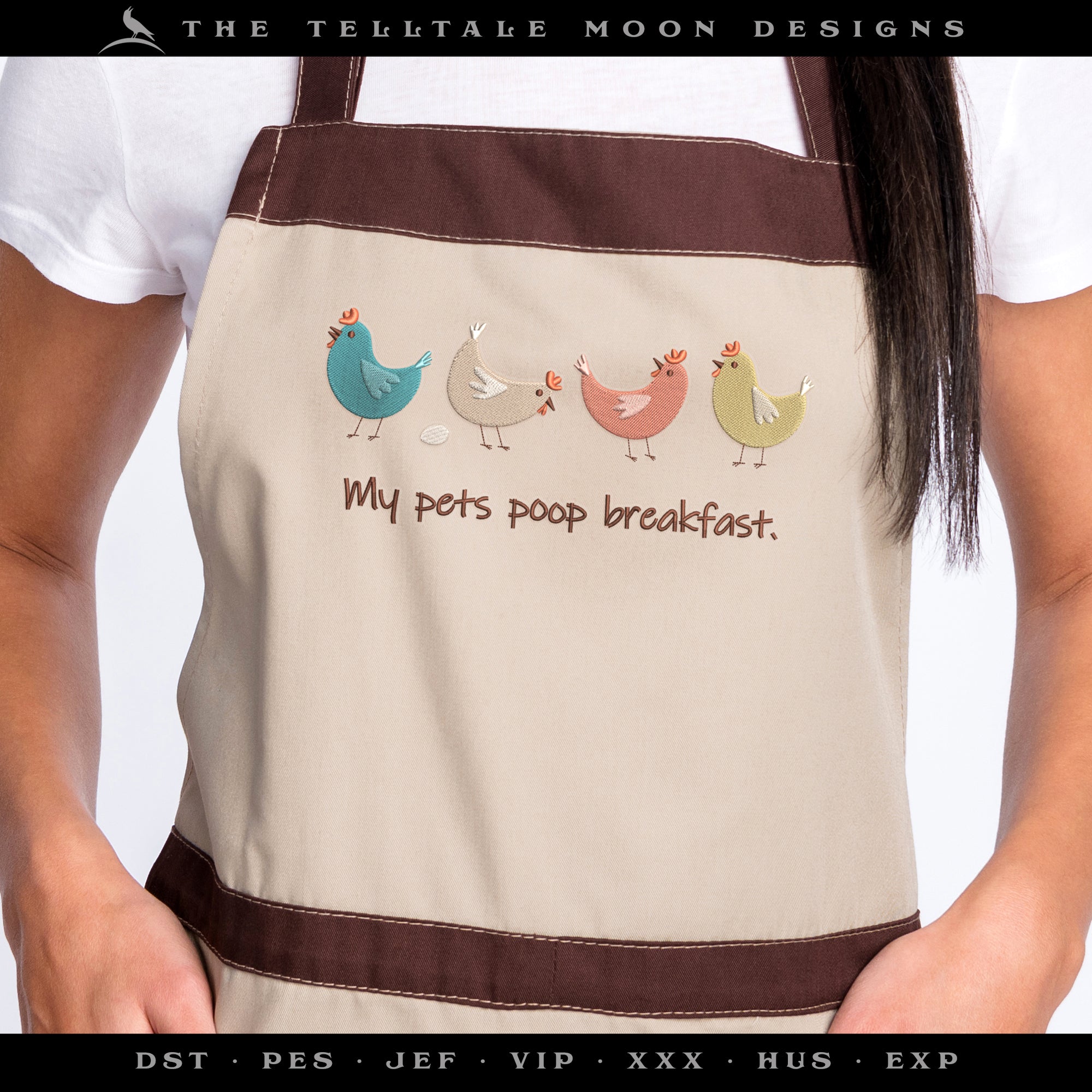 Embroidery: "My Pets Poop Breakfast" Farmhouse Humor - Six Sizes 5 to 12 Inches Wide