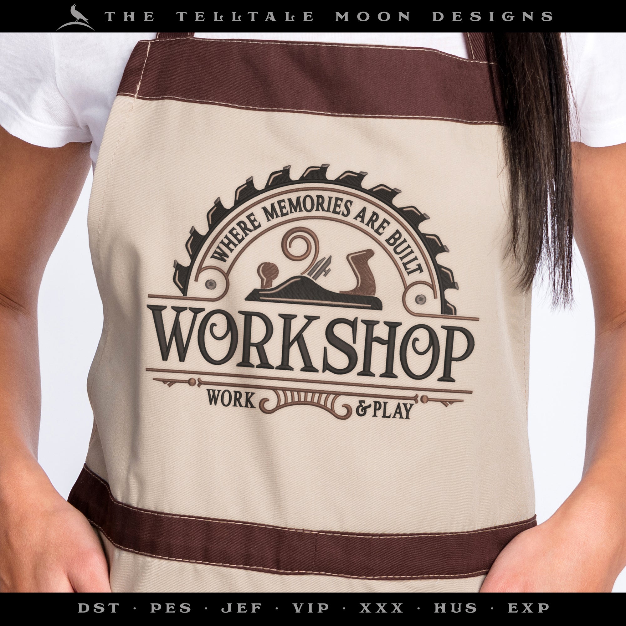 Embroidery Files: "Workshop Where Memories Are Built" - 6.5, 7.75, 9, and 10 Inches Wide