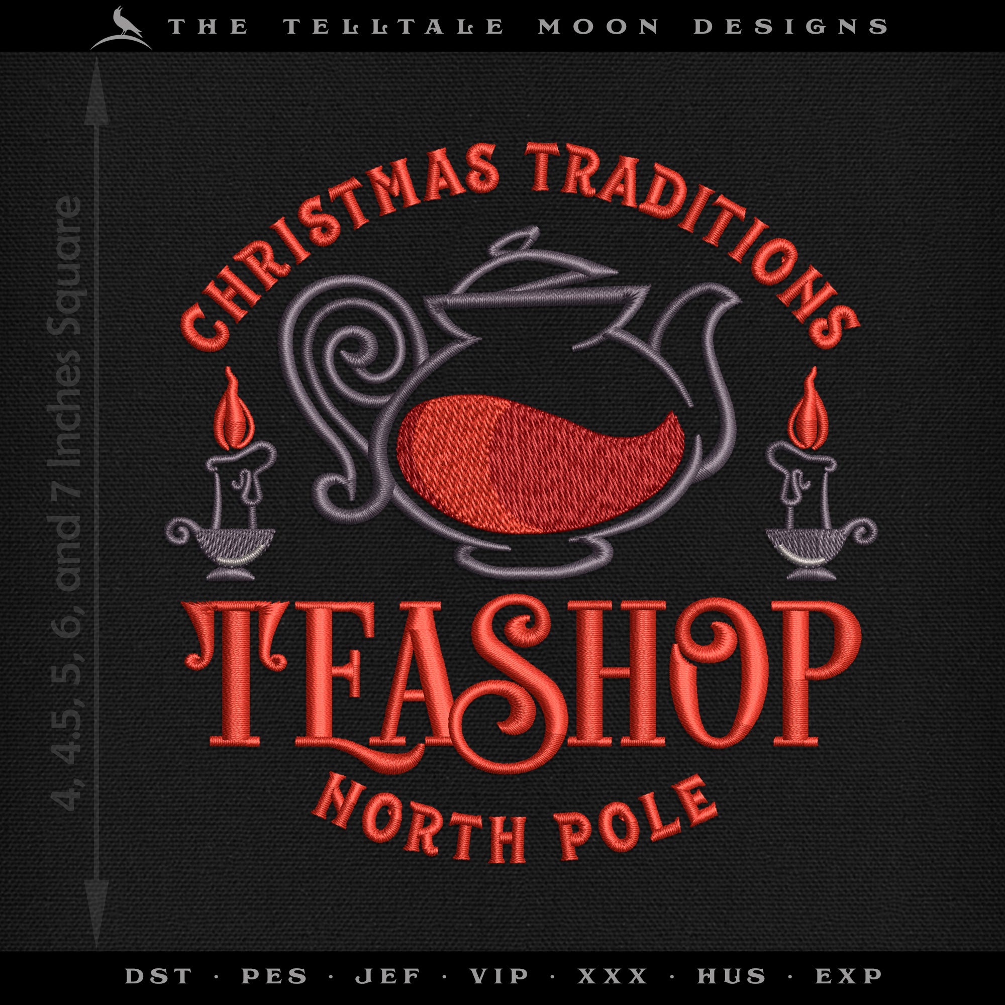 Embroidery: "Christmas Traditions Teashop" - Five Sizes Between 4 and 7 Inches