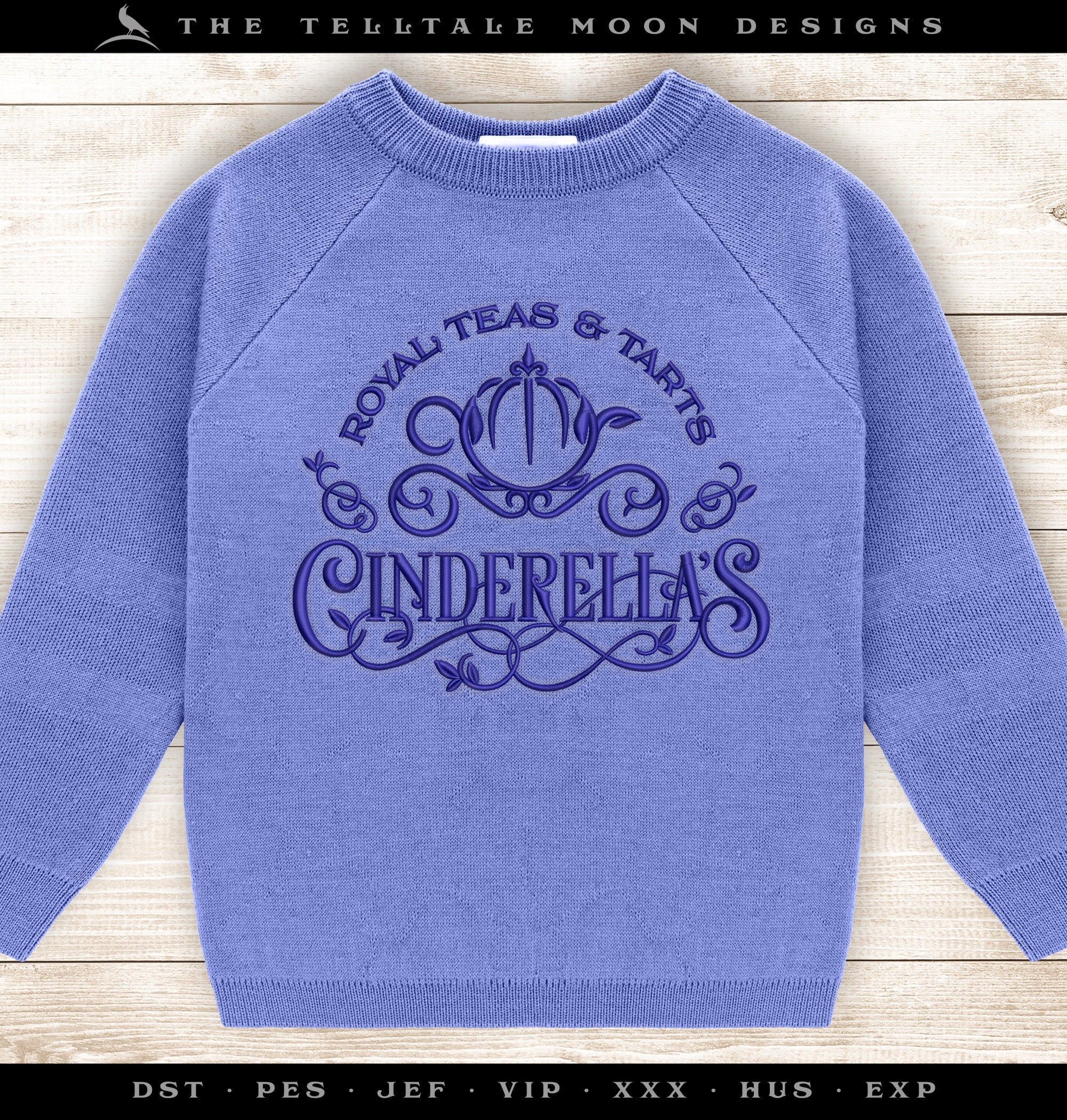 Embroidery: Cinderella's Tarts & Teas - Five Sizes 5, 6, 6.75, 7.8, and 8.5 Inches Wide