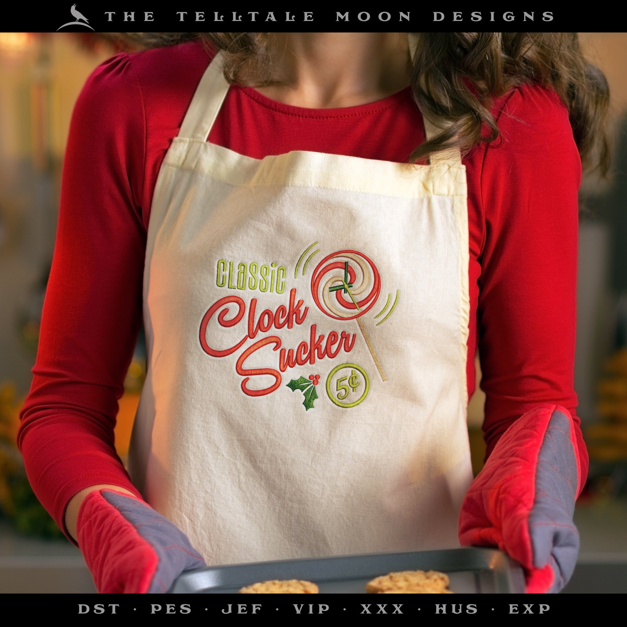 Embroidery: "Classic Clock Sucker" Retro Humor - Five Sizes for 4x4 and Larger Hoops