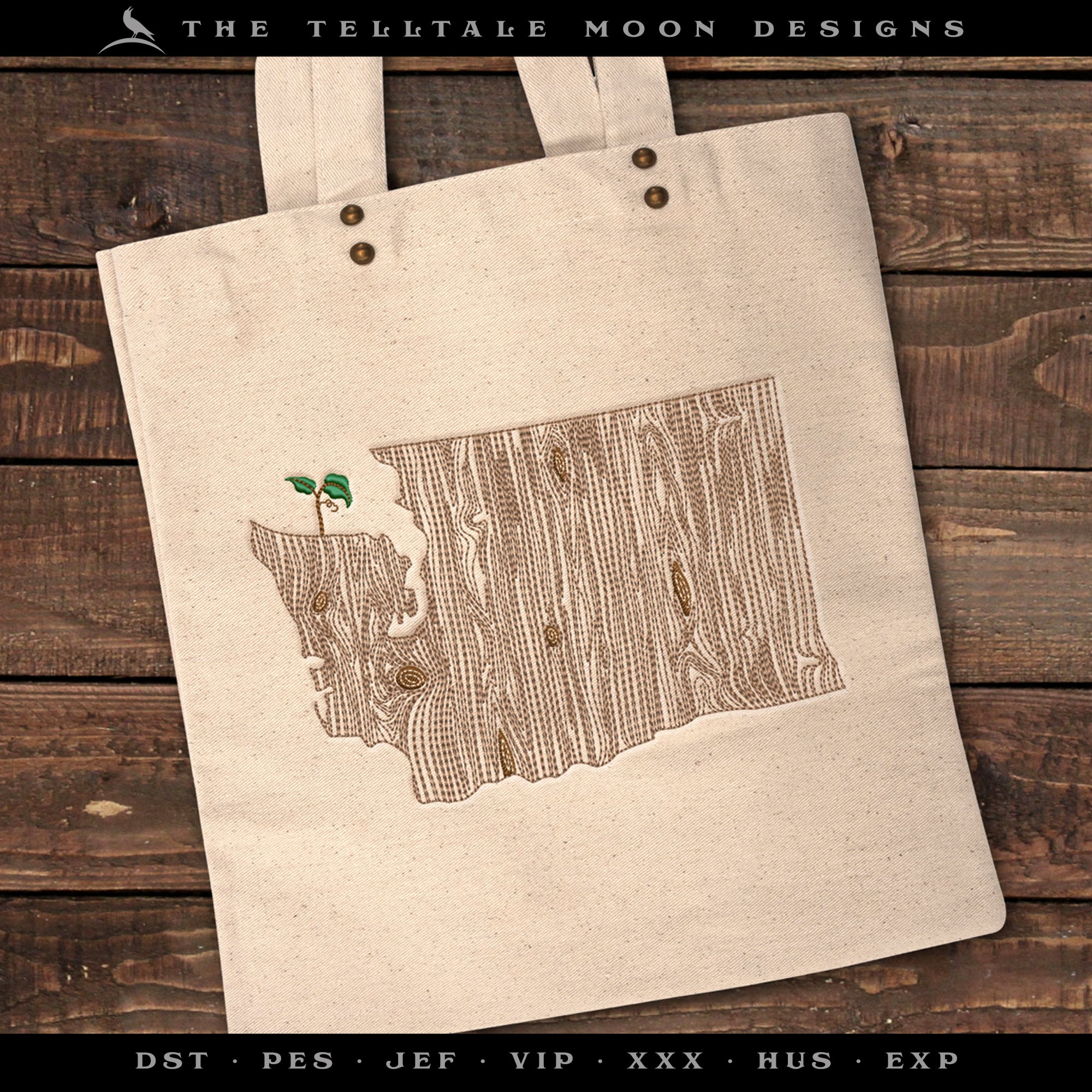 Embroidery: Washington Woodgrain - Four Sizes Between 7 and 12 Inches Wide