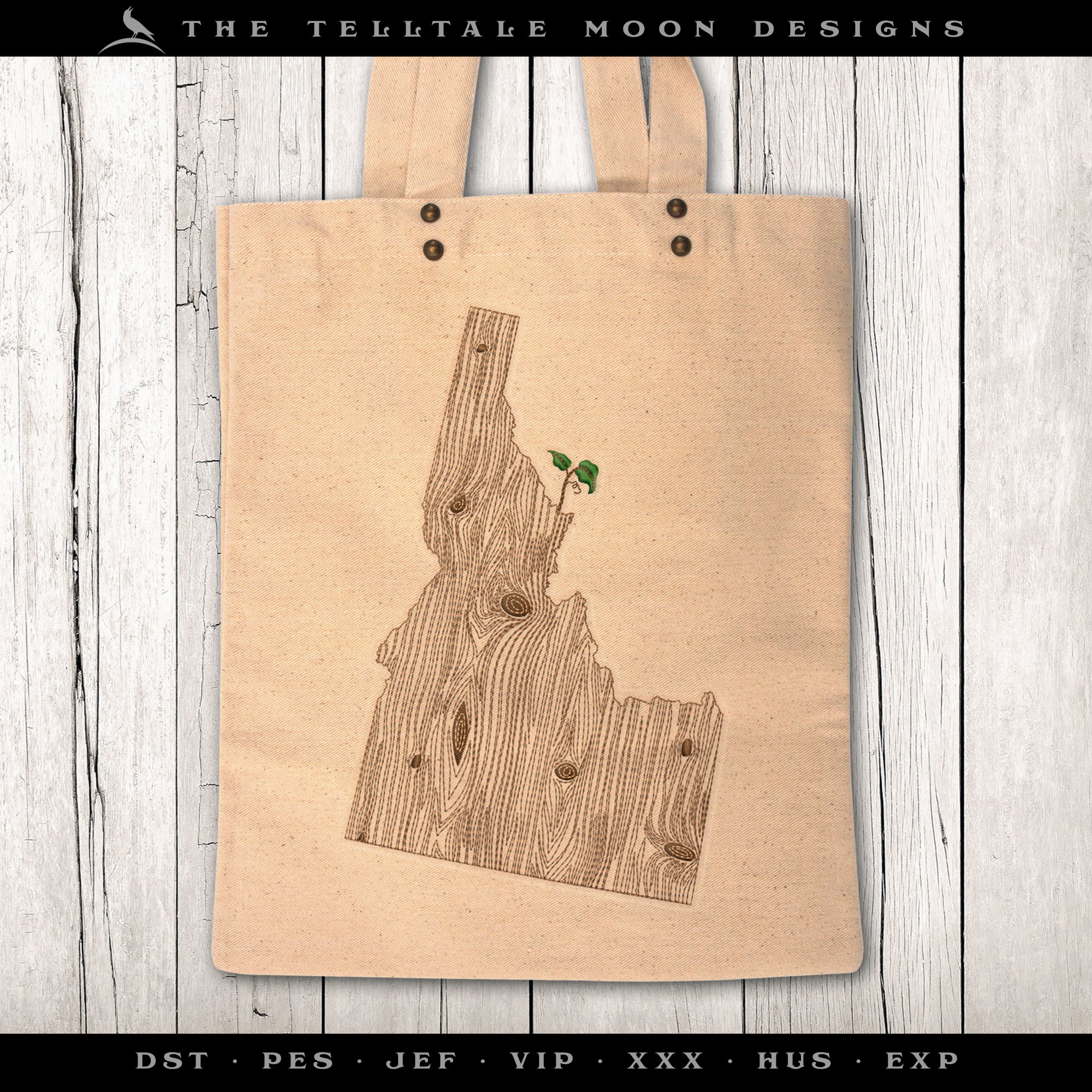 Embroidery: Idaho Woodgrain - Four Sizes Between 7 and 12 Inches Tall