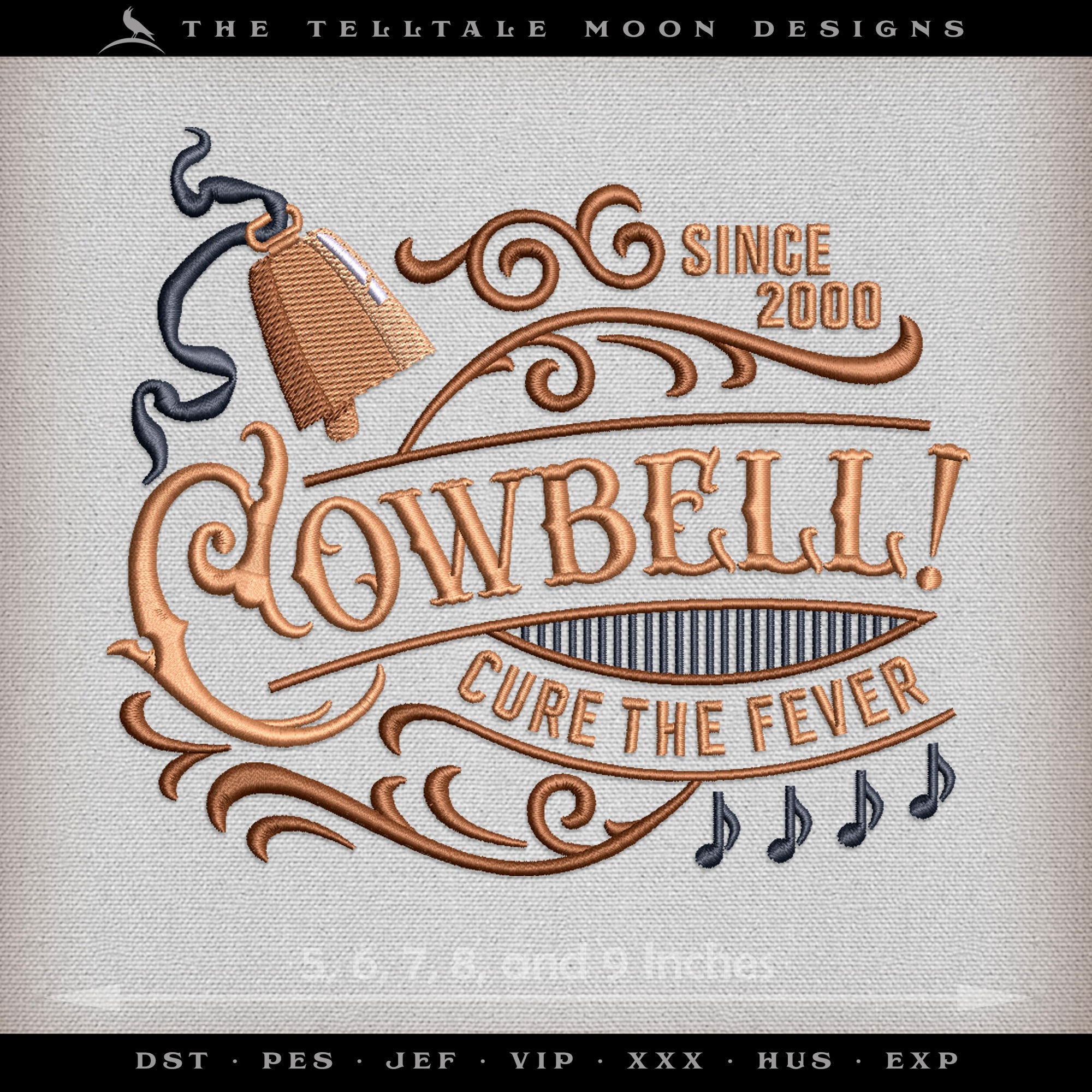 Embroidery: Classic Comedy "Cowbell, Cure the Fever" - Five Sizes