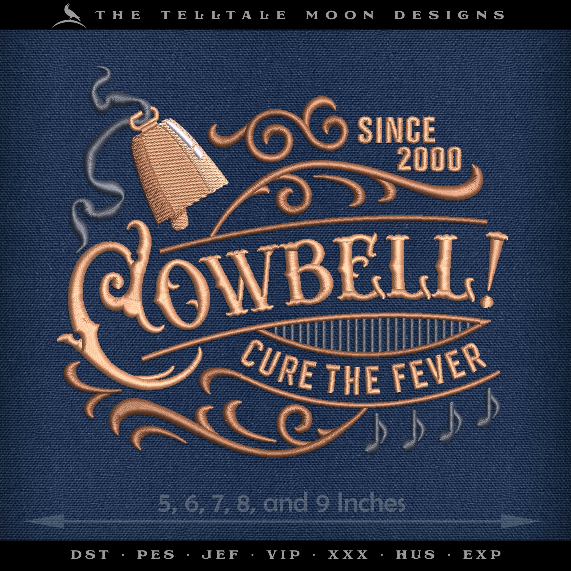 Embroidery: Classic Comedy "Cowbell, Cure the Fever" - Five Sizes