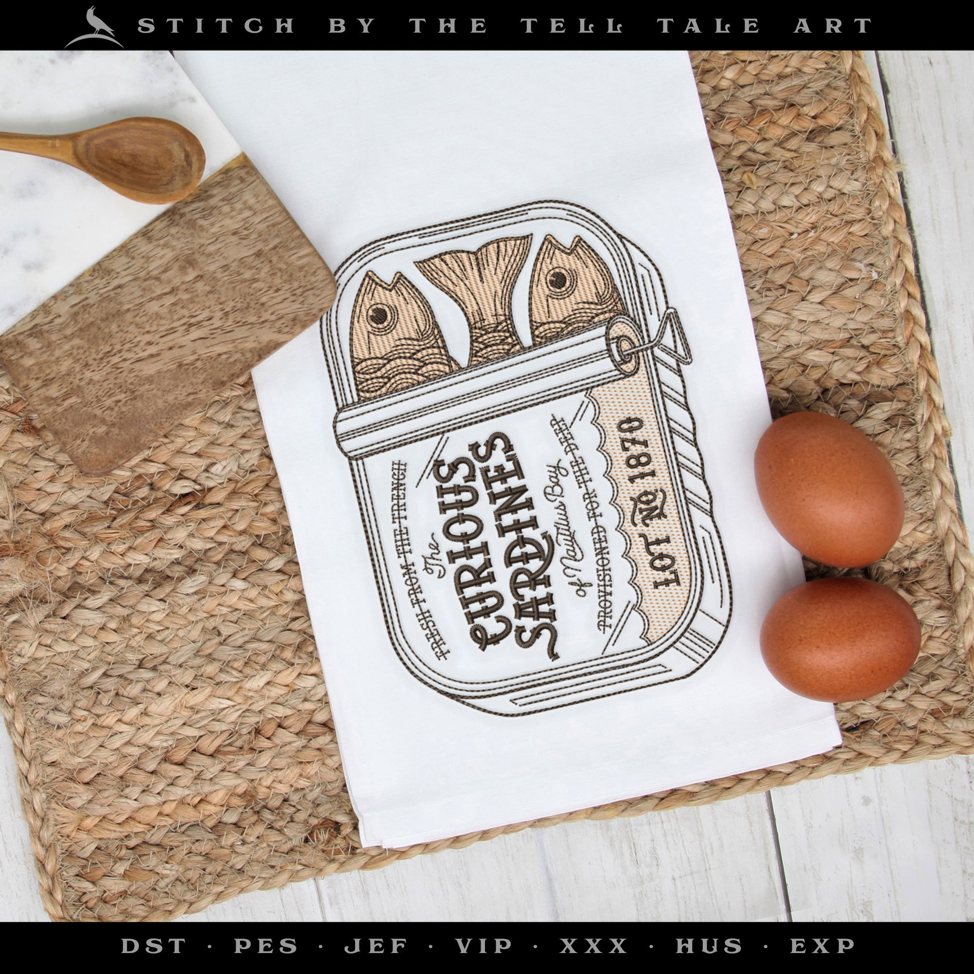 The Curious Sardines of Nautilus Bay – Seven Sizes 5 to 12 Inches – Vintage Engraving Style