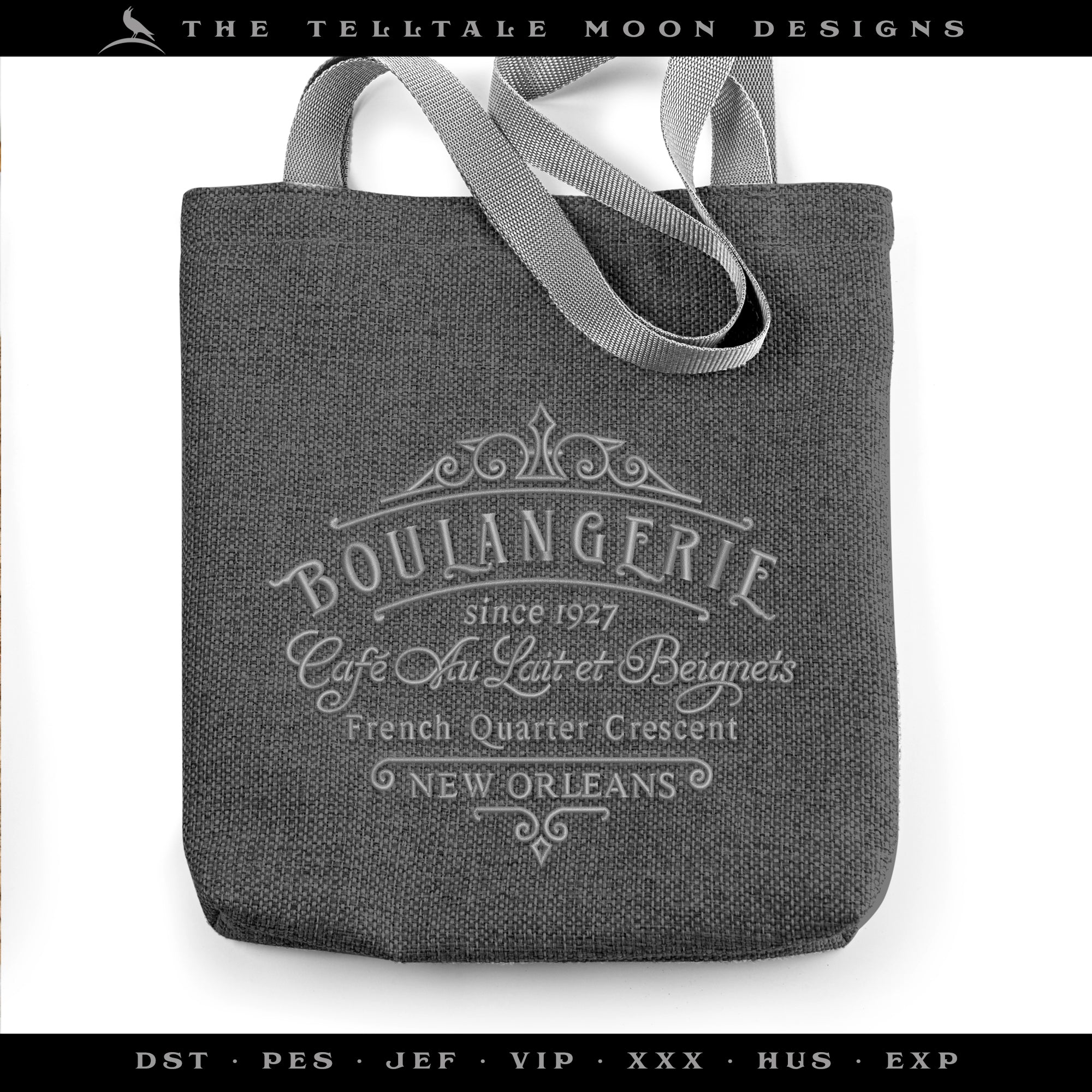 Embroidery: "Boulangerie New Orleans" - Five Sizes Between 5.5 and 10 Inches Wide