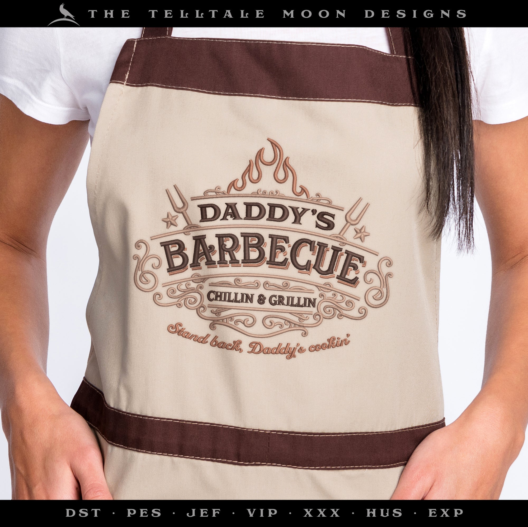 Embroidery: "Daddy's Barbecue Grillin & Chillin" - Four Sizes Between 6 and 9 Inches