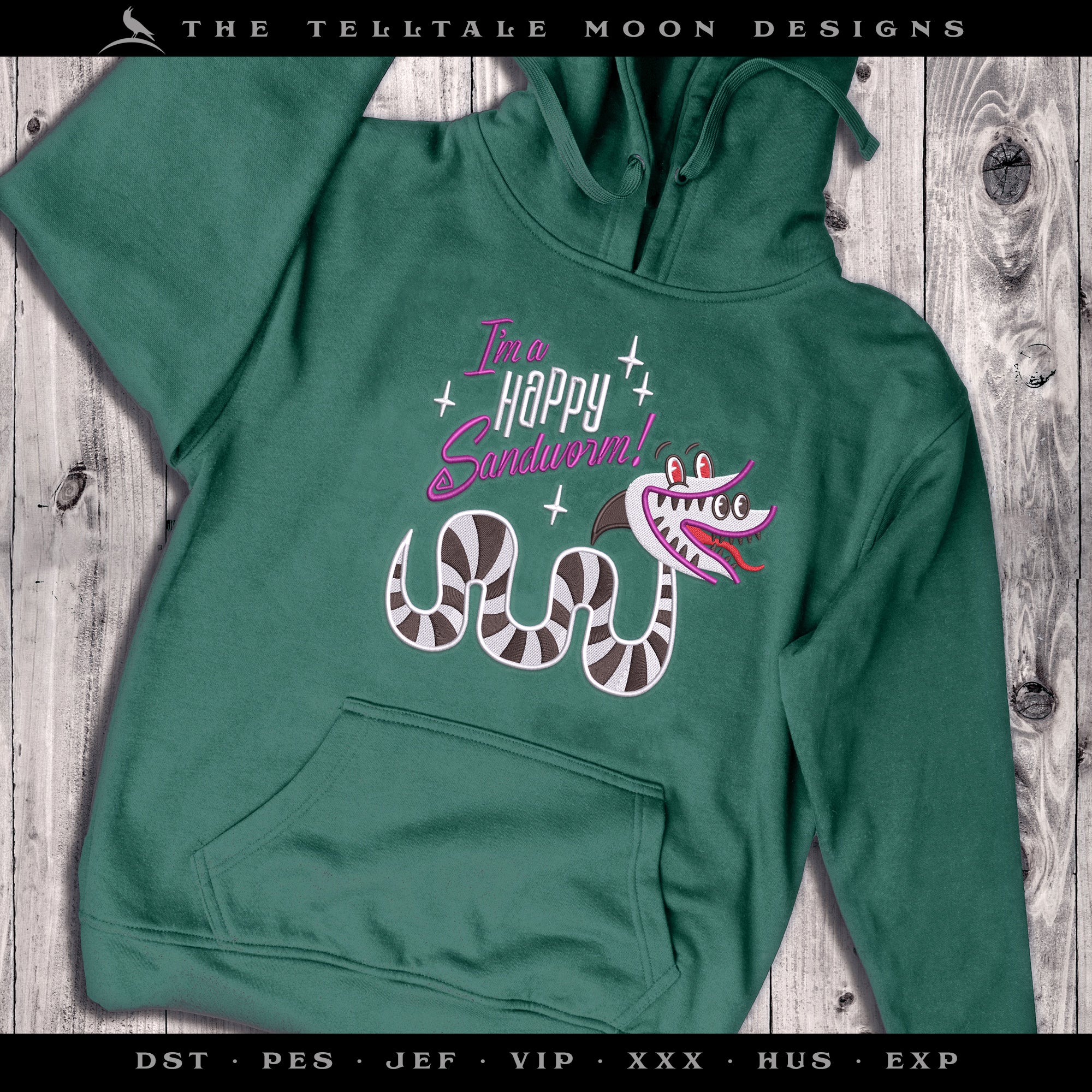 Embroidery Files: "I'm a Happy Sandworm" Design Inspired by the Musical & Movie