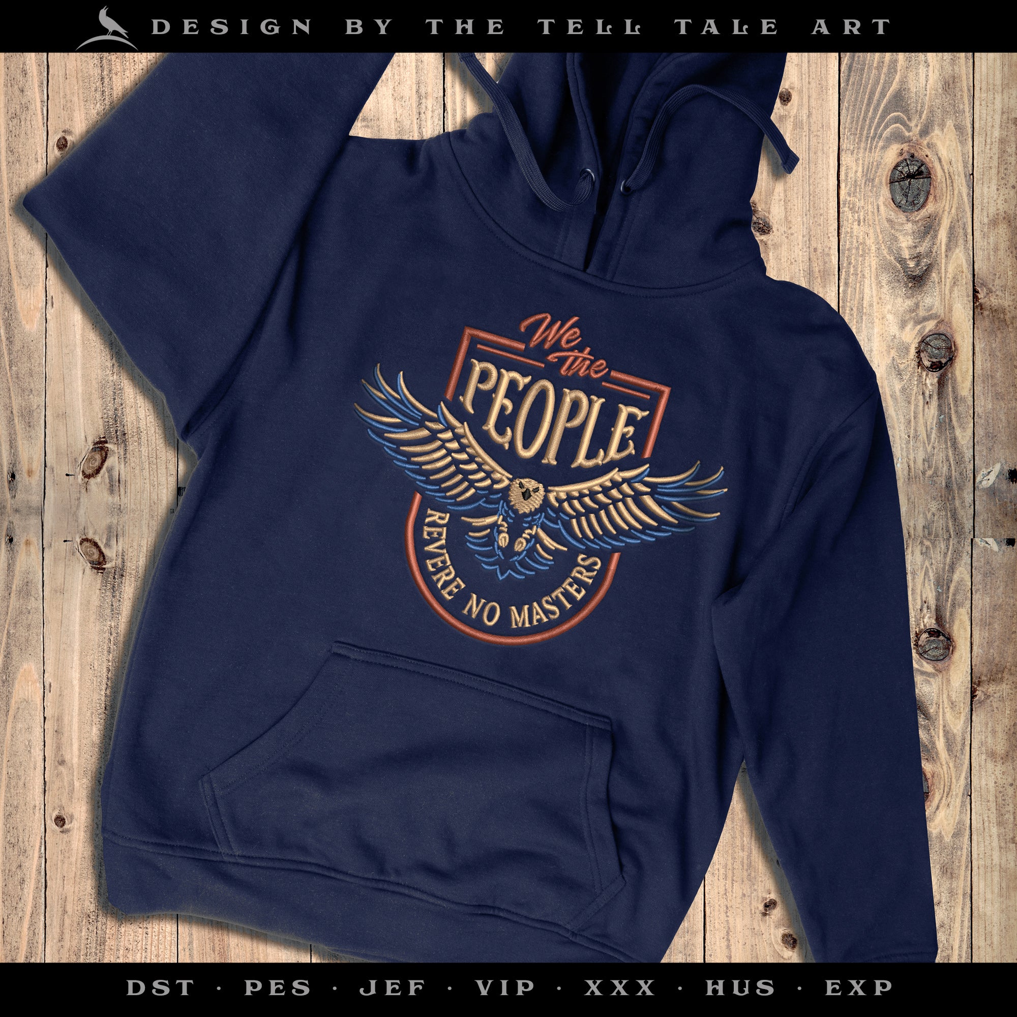 We the People Eagle Crest Embroidery Set – Two Slogans – Nine Sizes 4 to 11 Inches