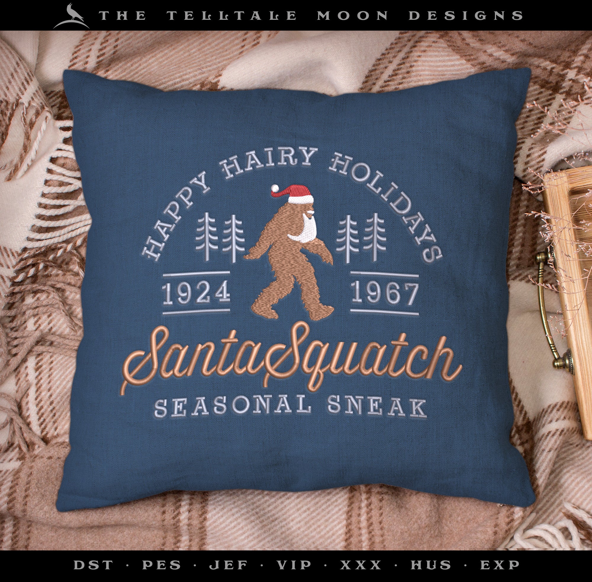 Embroidery: Bigfoot "SantaSquatch" Design - Five Sizes Between 6.5 and 11 Inches Wide