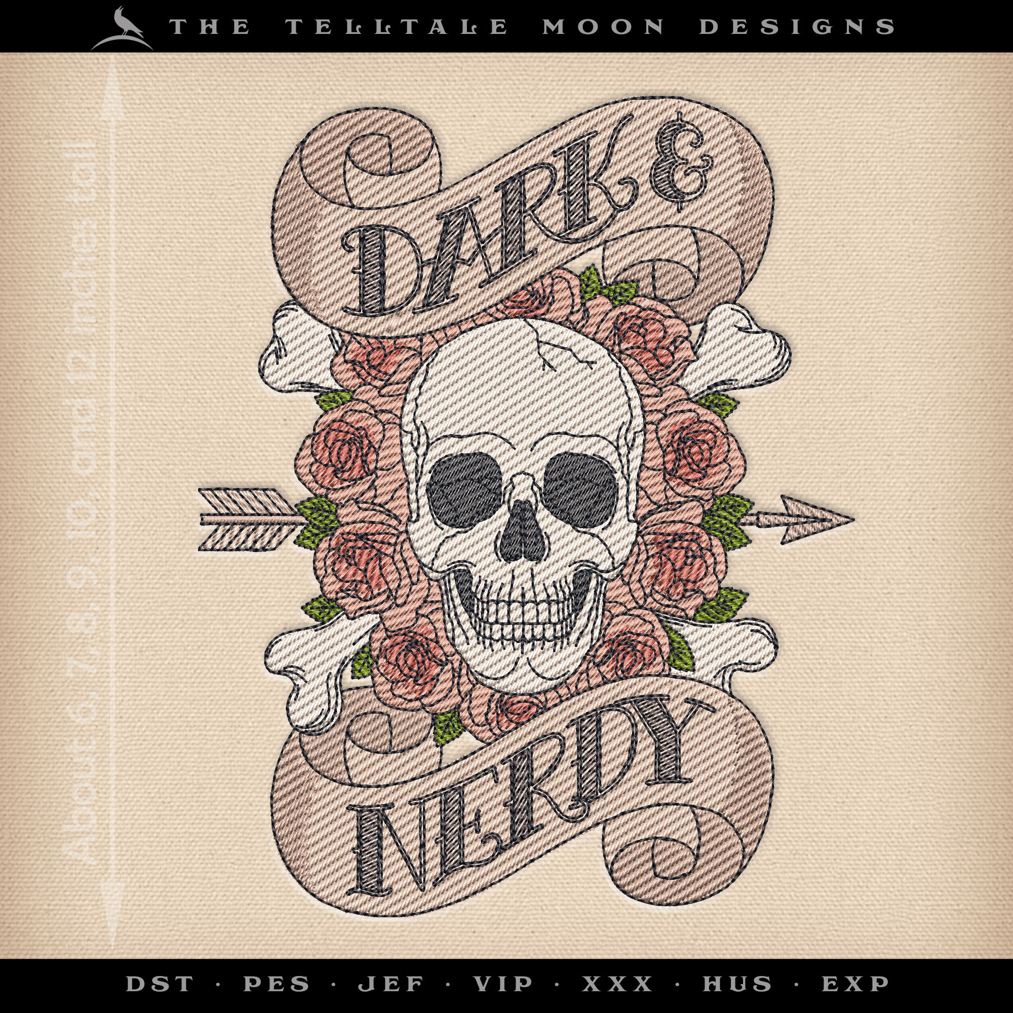 Delightfully "Dark & Nerdy" Tattoo Themed Design - Two Styles - Six Sizes Each