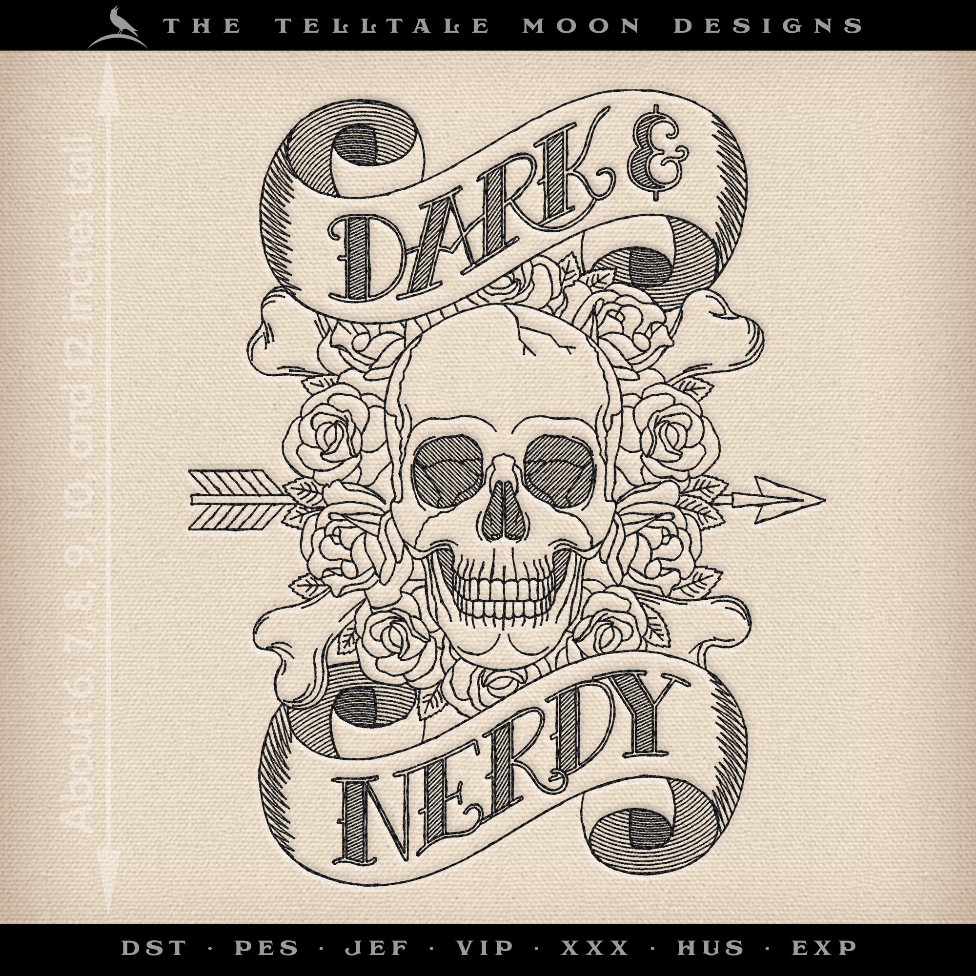 Delightfully "Dark & Nerdy" Tattoo Themed Design - Two Styles - Six Sizes Each