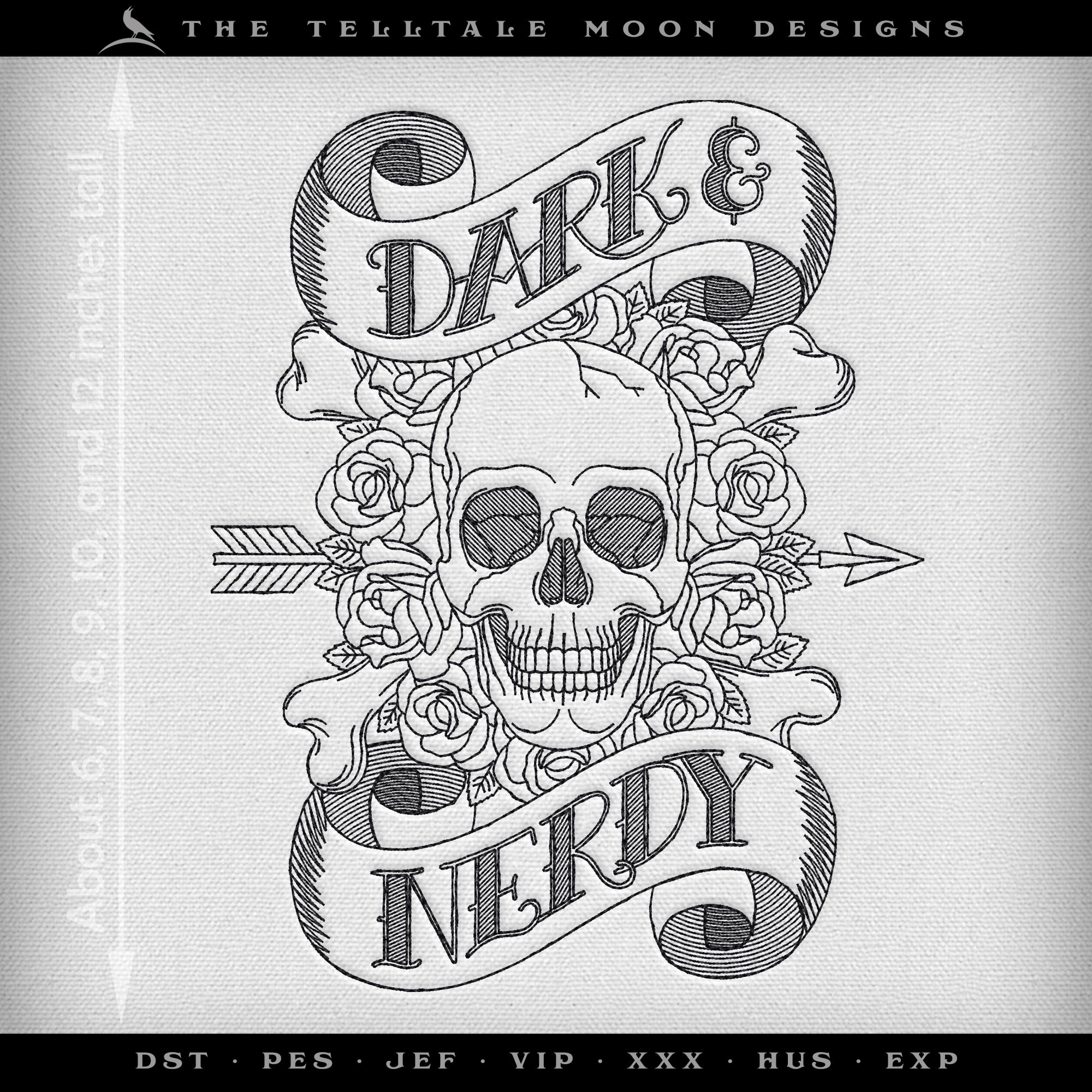 Delightfully "Dark & Nerdy" Tattoo Themed Design - Two Styles - Six Sizes Each