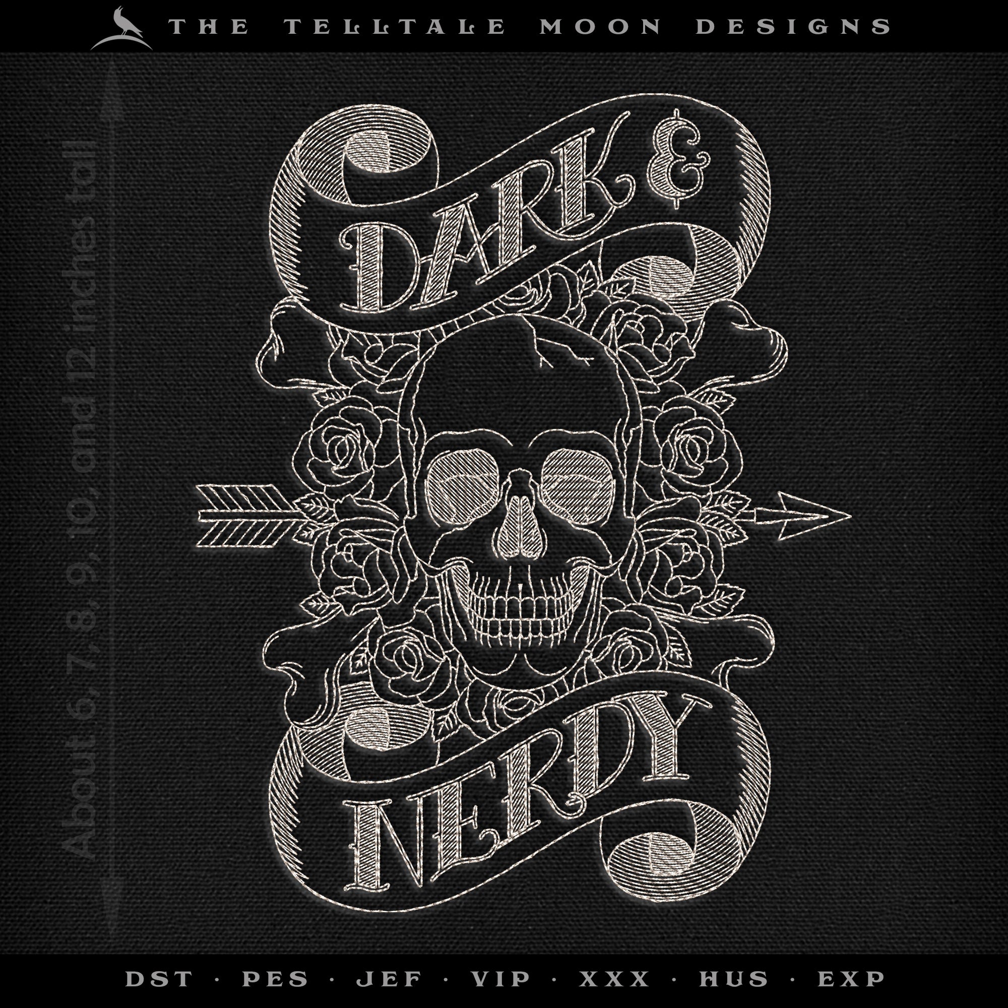 Delightfully "Dark & Nerdy" Tattoo Themed Design - Two Styles - Six Sizes Each