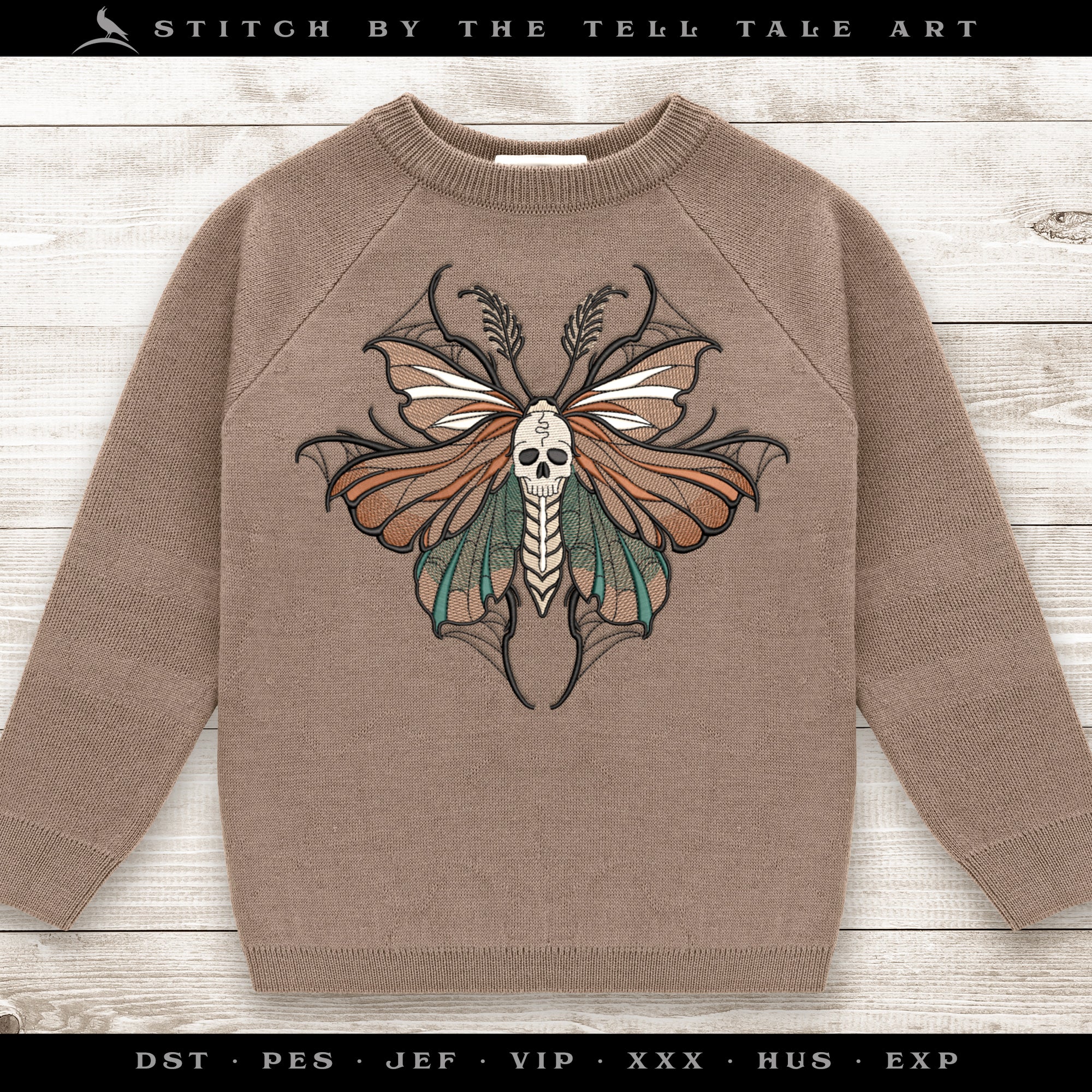 Angel of Death Moth – Gothic Tattoo Style – Six Sizes 4 to 9 Inches