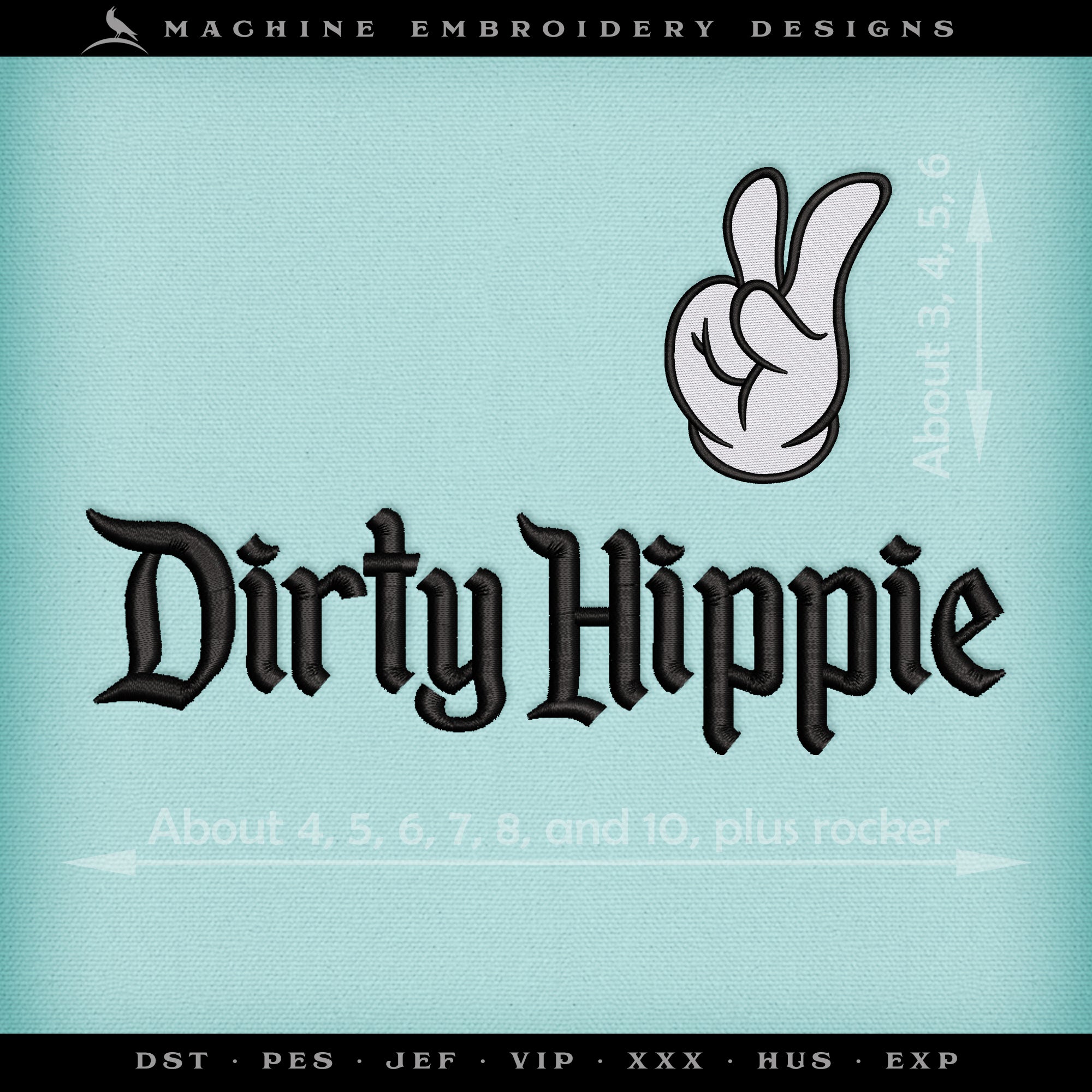Dirty Hippie Set – Retro Theme Park Font – Multiple Sizes Fit 4x4 and Larger Hoops