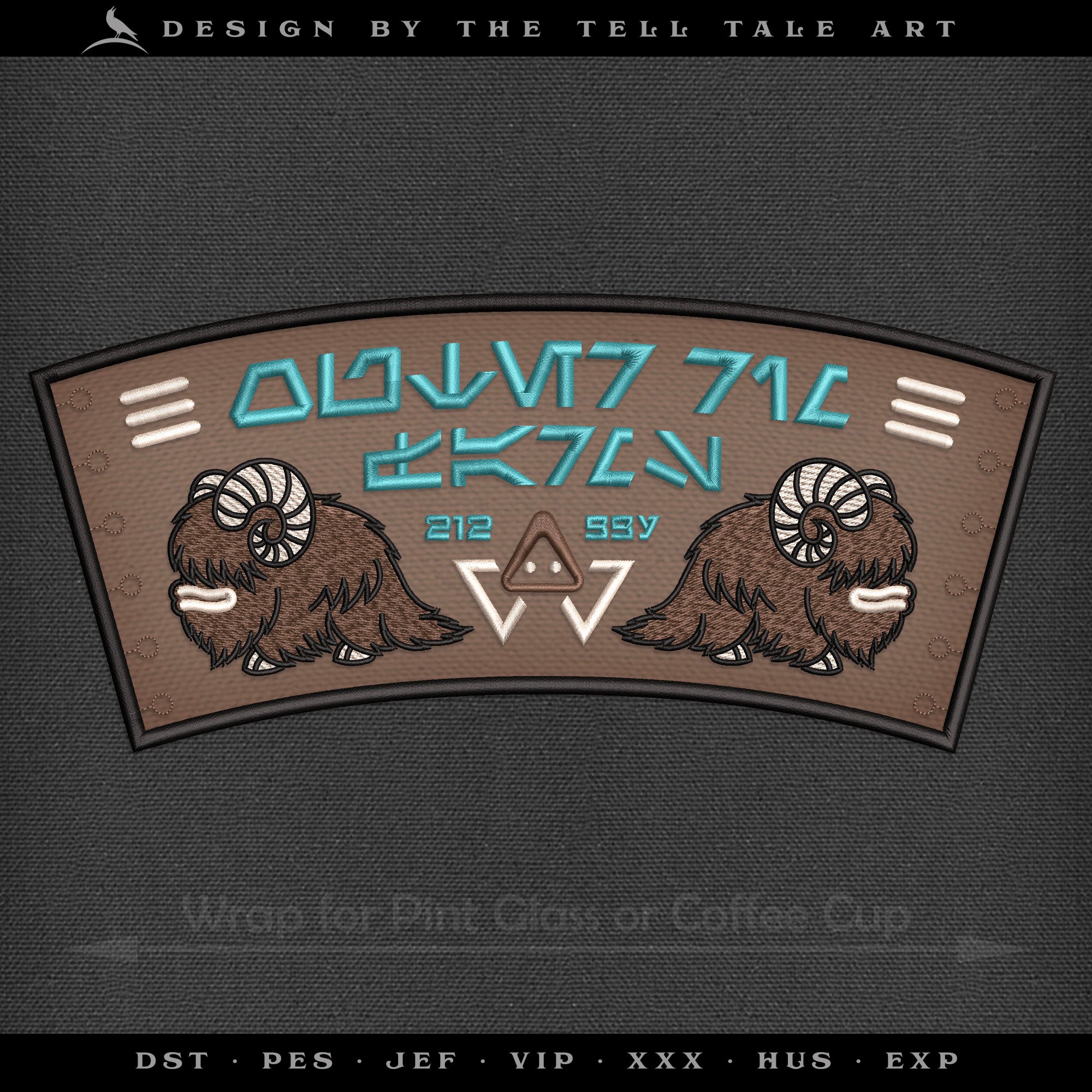 Drink Holder Pattern with "Outer Rim Farms" Galactic Design – Fits Pints & Disposable Coffee Cups