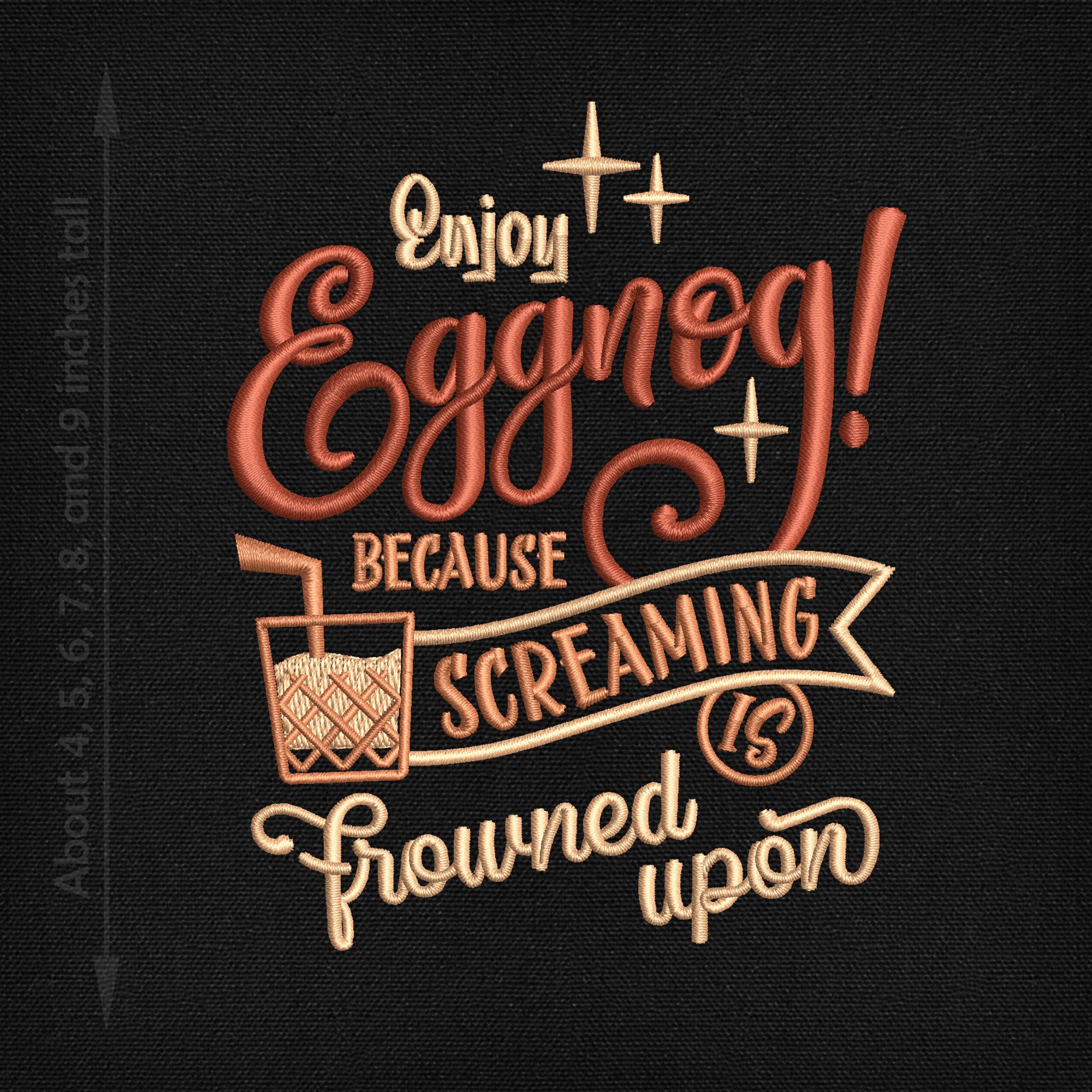 Enjoy Eggnog… Retro Holiday Typography – Six Sizes 4 to 9 Inches