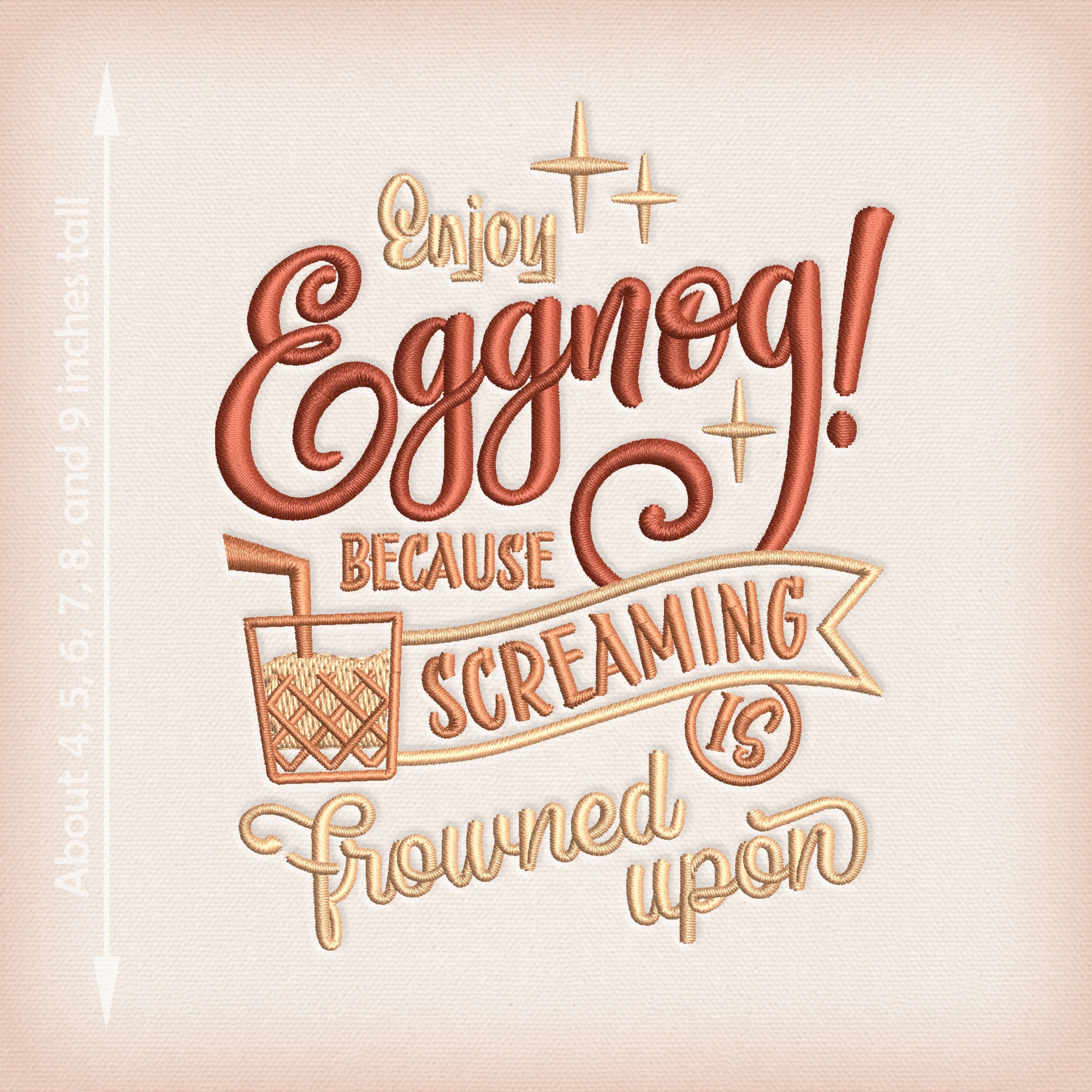 Enjoy Eggnog… Retro Holiday Typography – Six Sizes 4 to 9 Inches