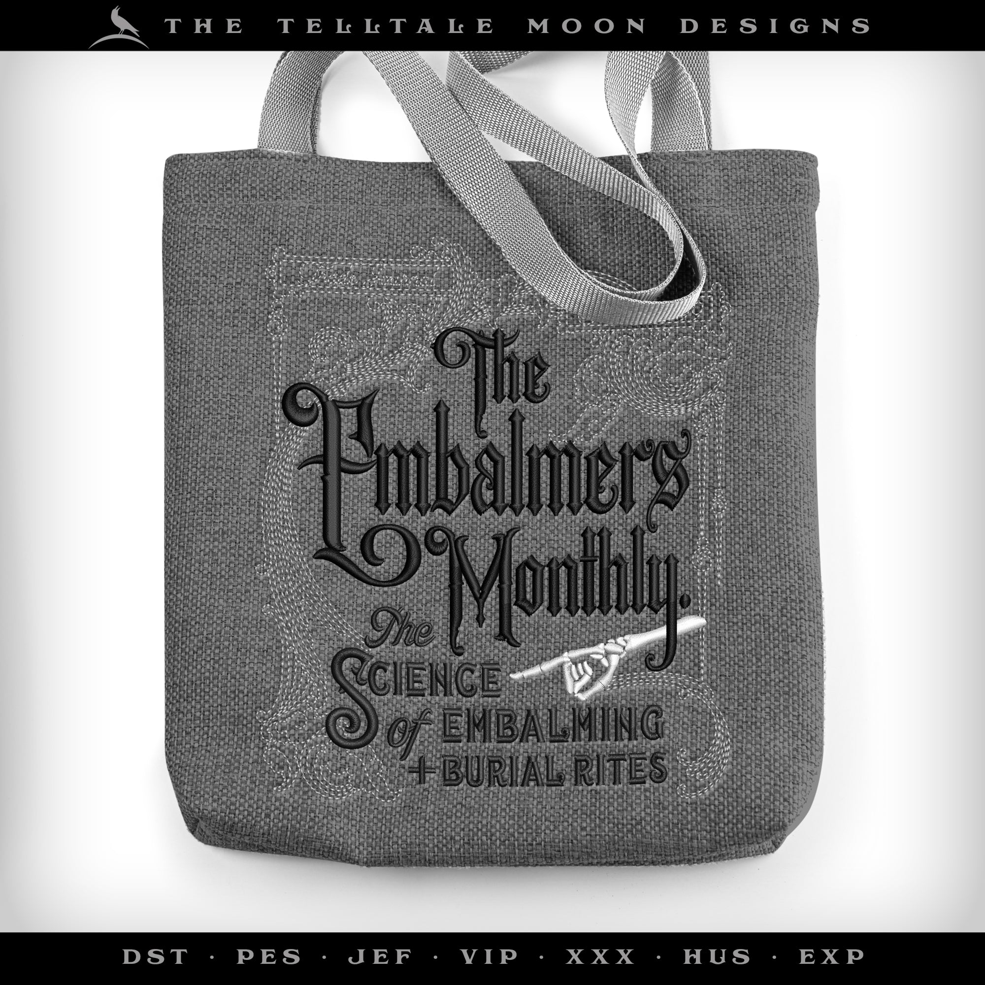 Embroidery: "The Embalmers Monthly" Antique Trade Design - Six Sizes - Three Thread Colors