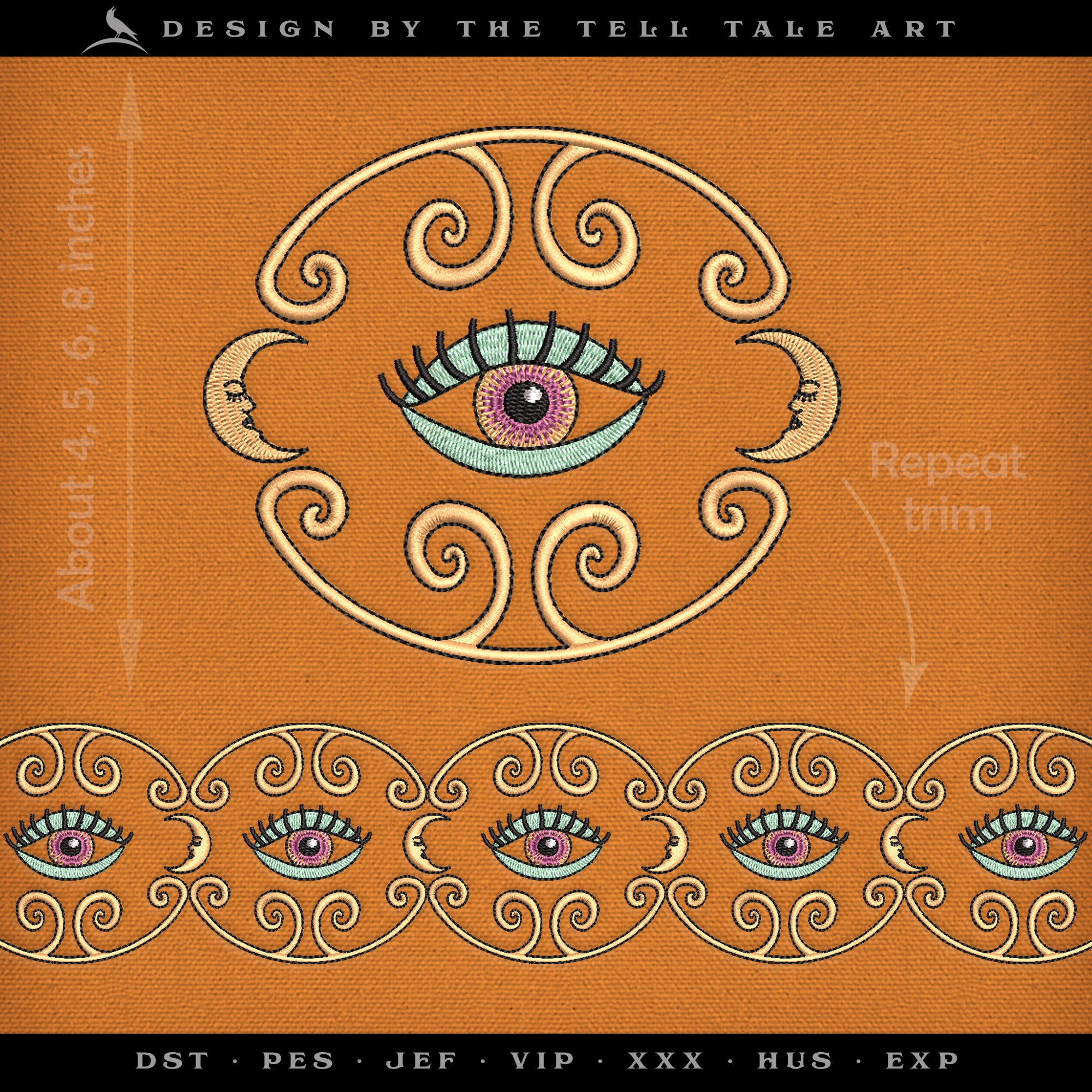 Esoteric Eye Border Embroidery Set – Repeat Trim System – Multiple Layouts & Sizes