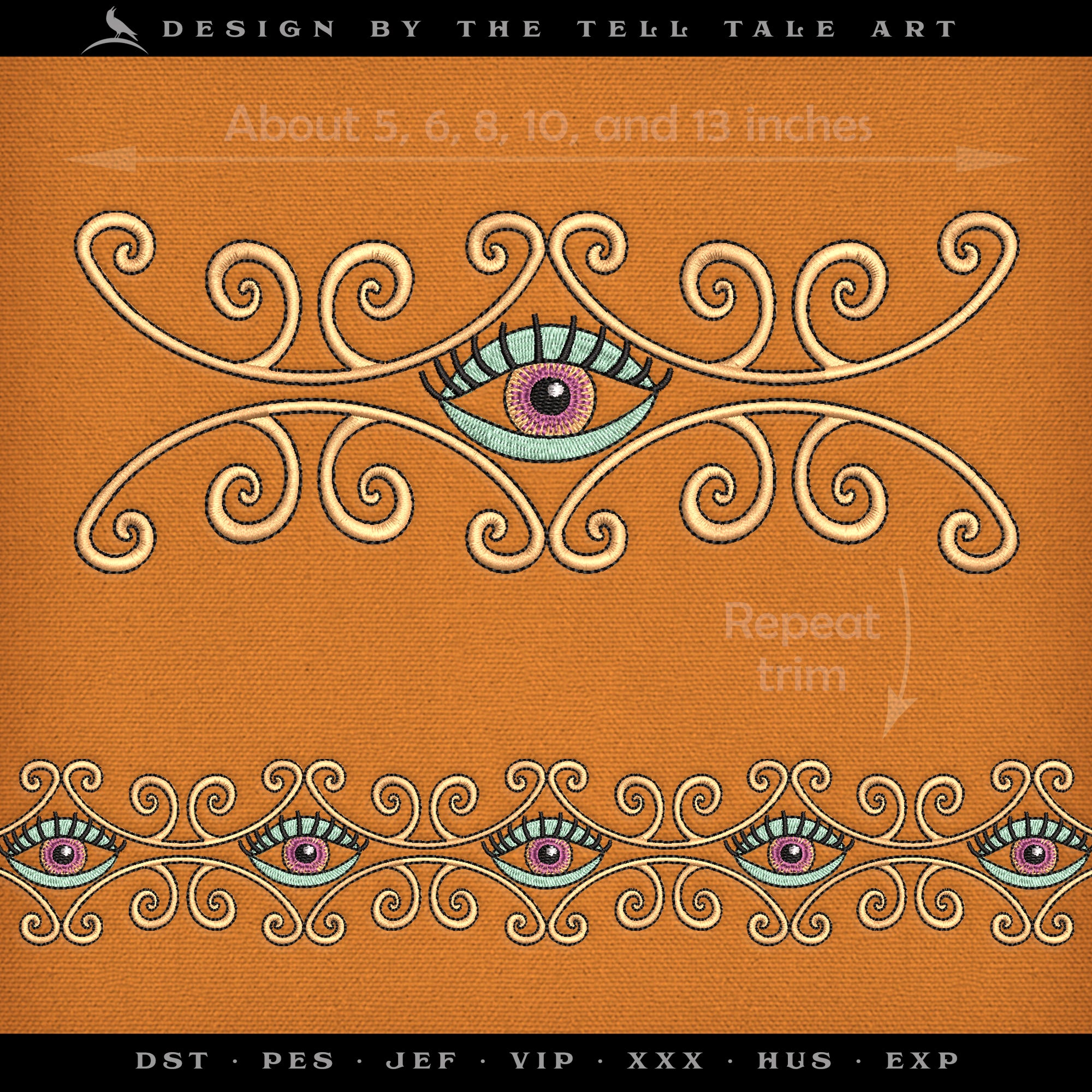 Esoteric Eye Border Embroidery Set – Repeat Trim System – Multiple Layouts & Sizes