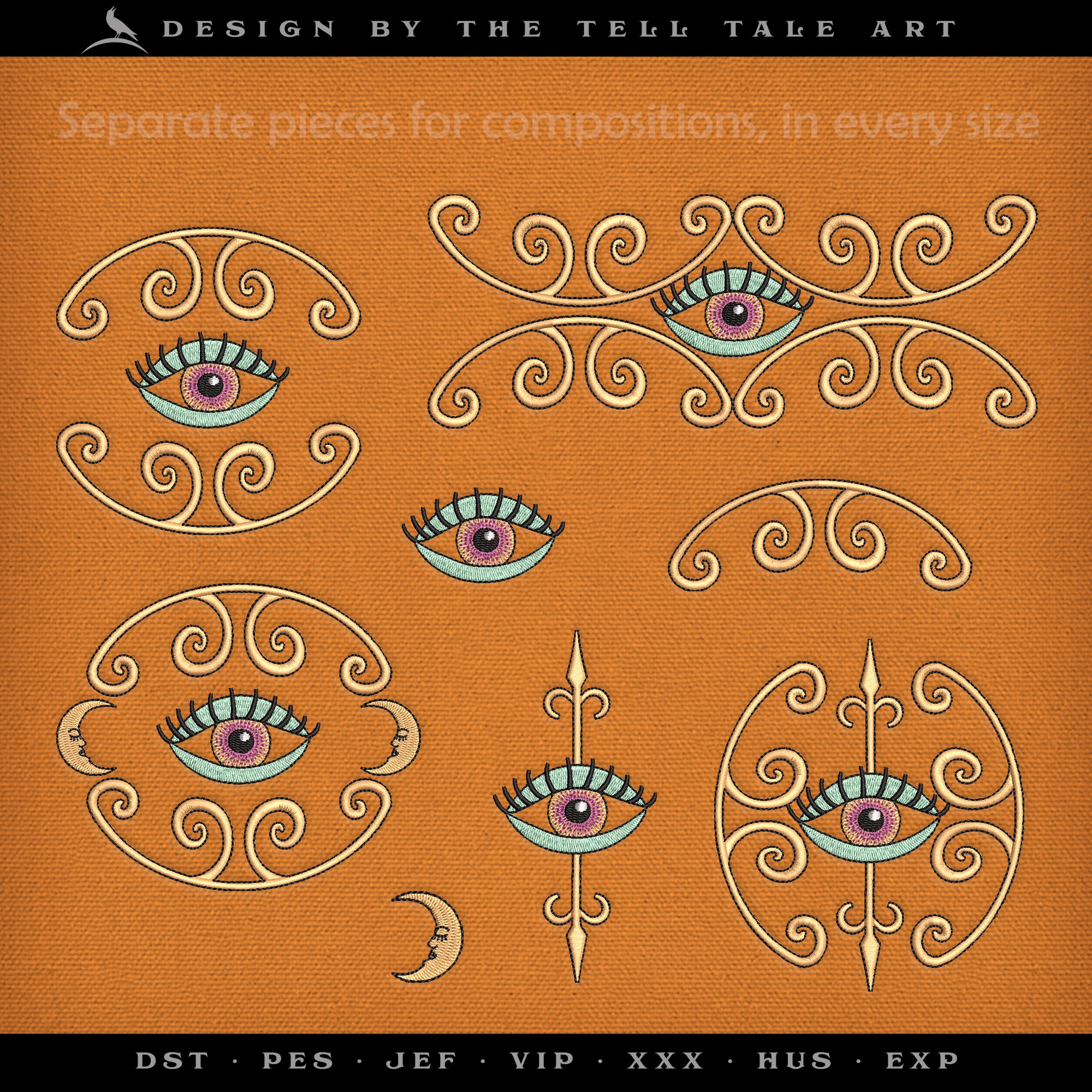 Esoteric Eye Border Embroidery Set – Repeat Trim System – Multiple Layouts & Sizes