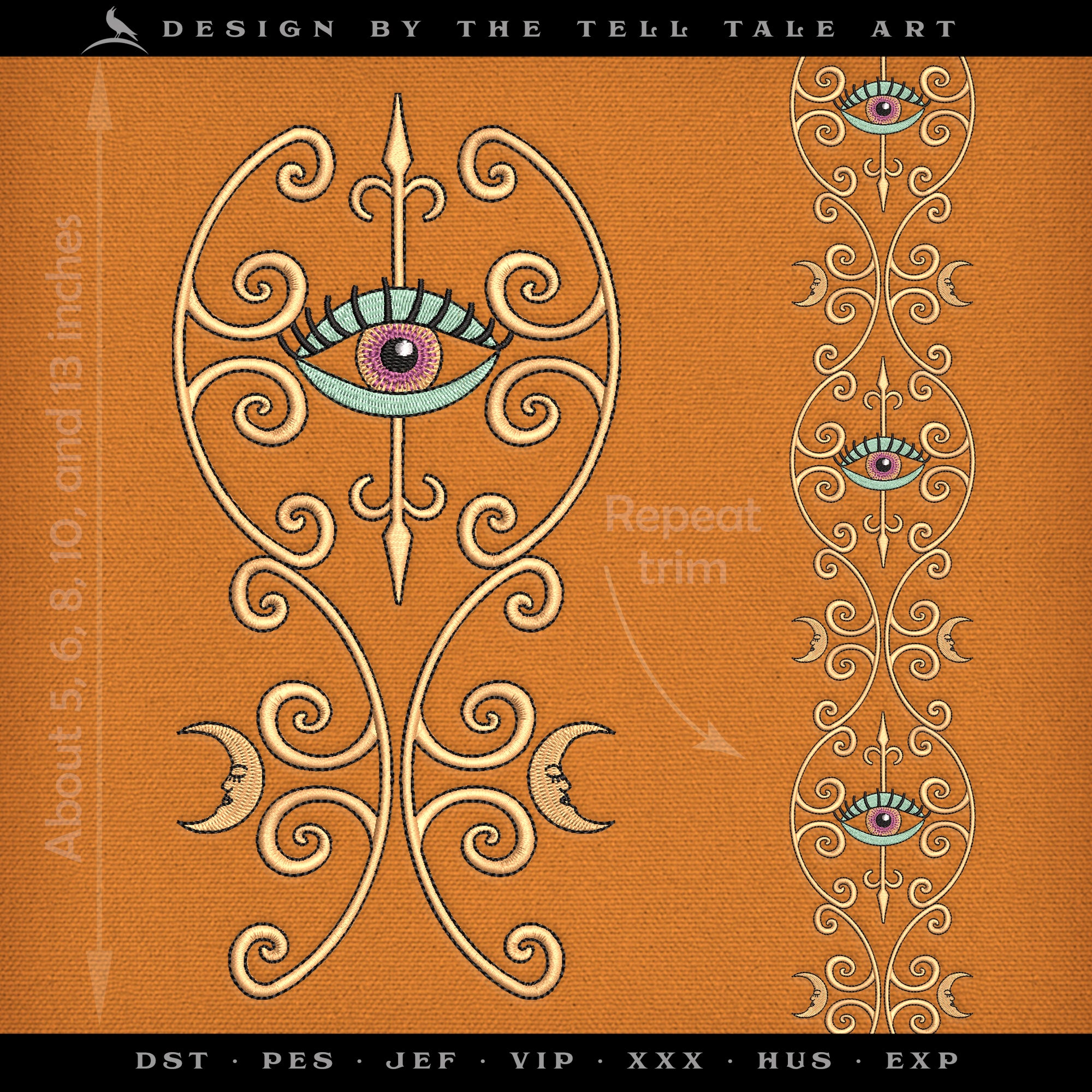 Esoteric Eye Border Embroidery Set – Repeat Trim System – Multiple Layouts & Sizes